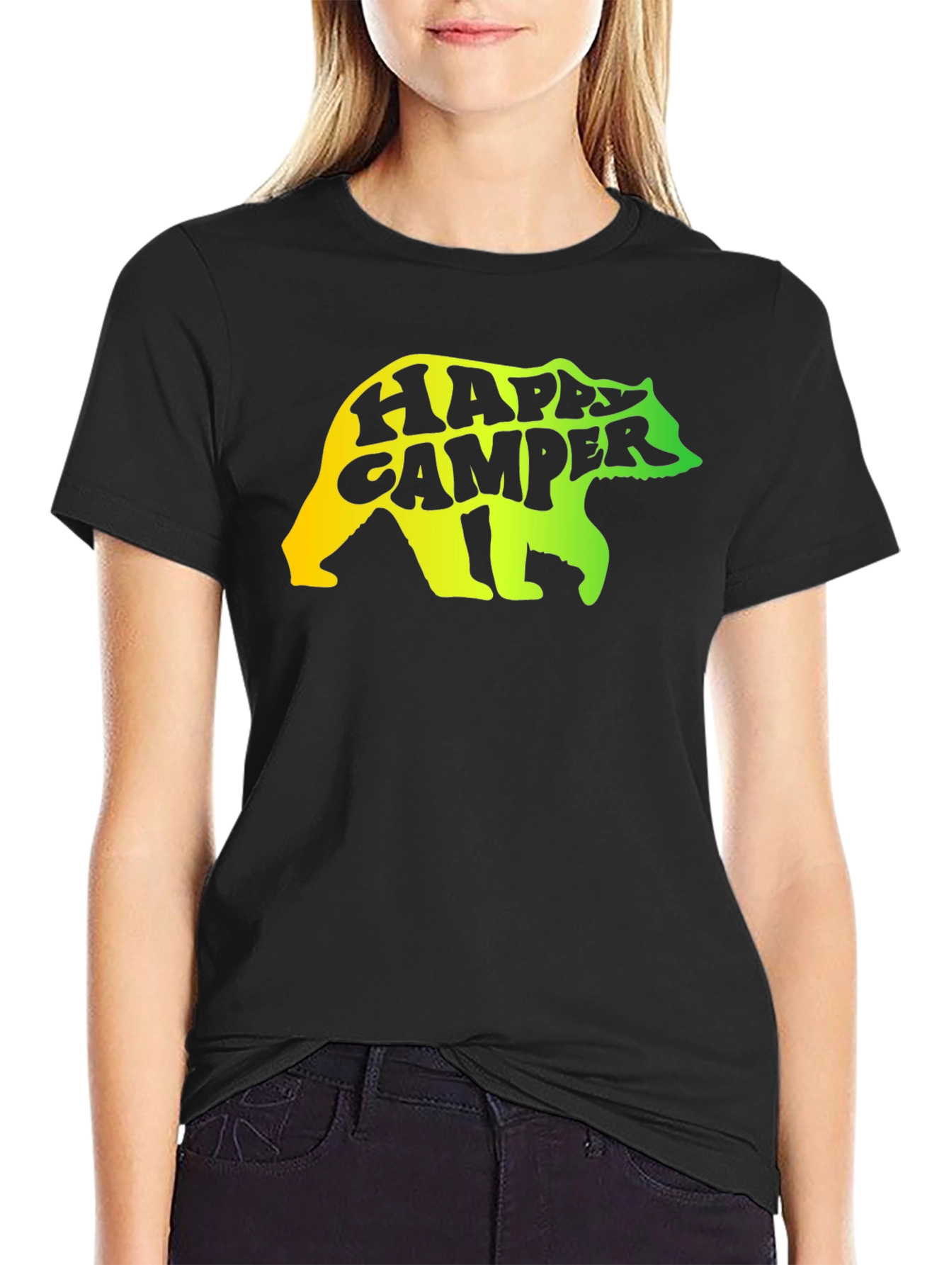 Black Happy Camper Bear Graphic Tee view 2