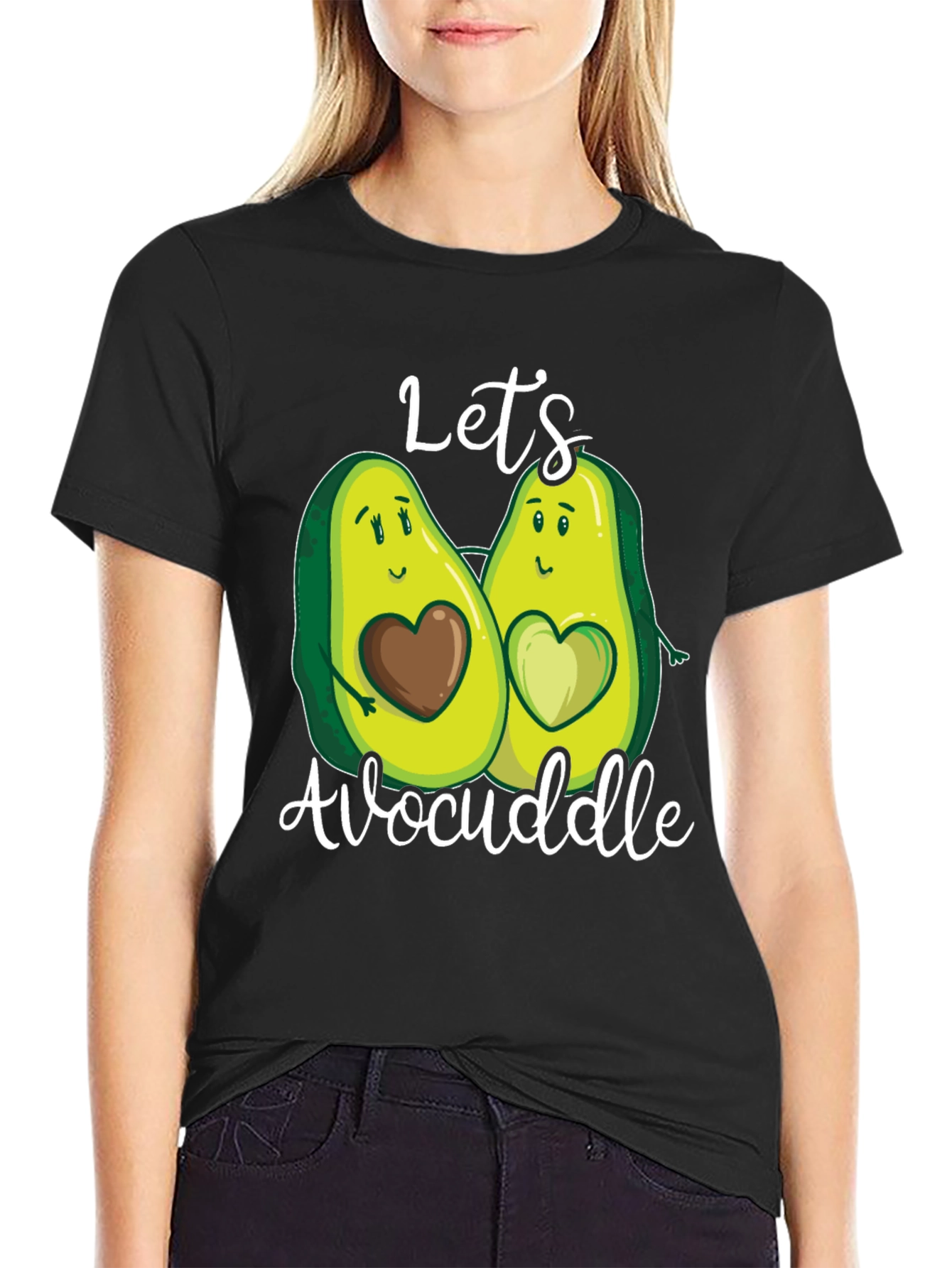 Black Let's Avocuddle T-Shirt view 2