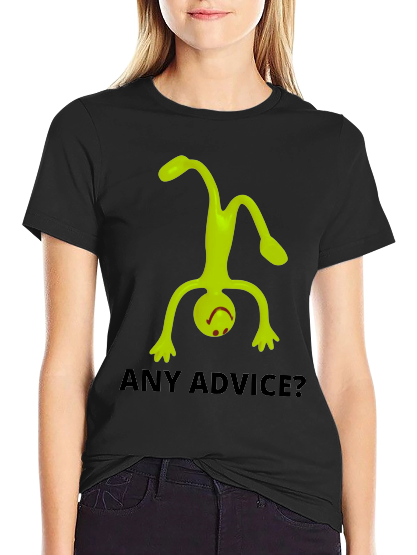 Black Any Advice? Funny Graphic Tee view 2