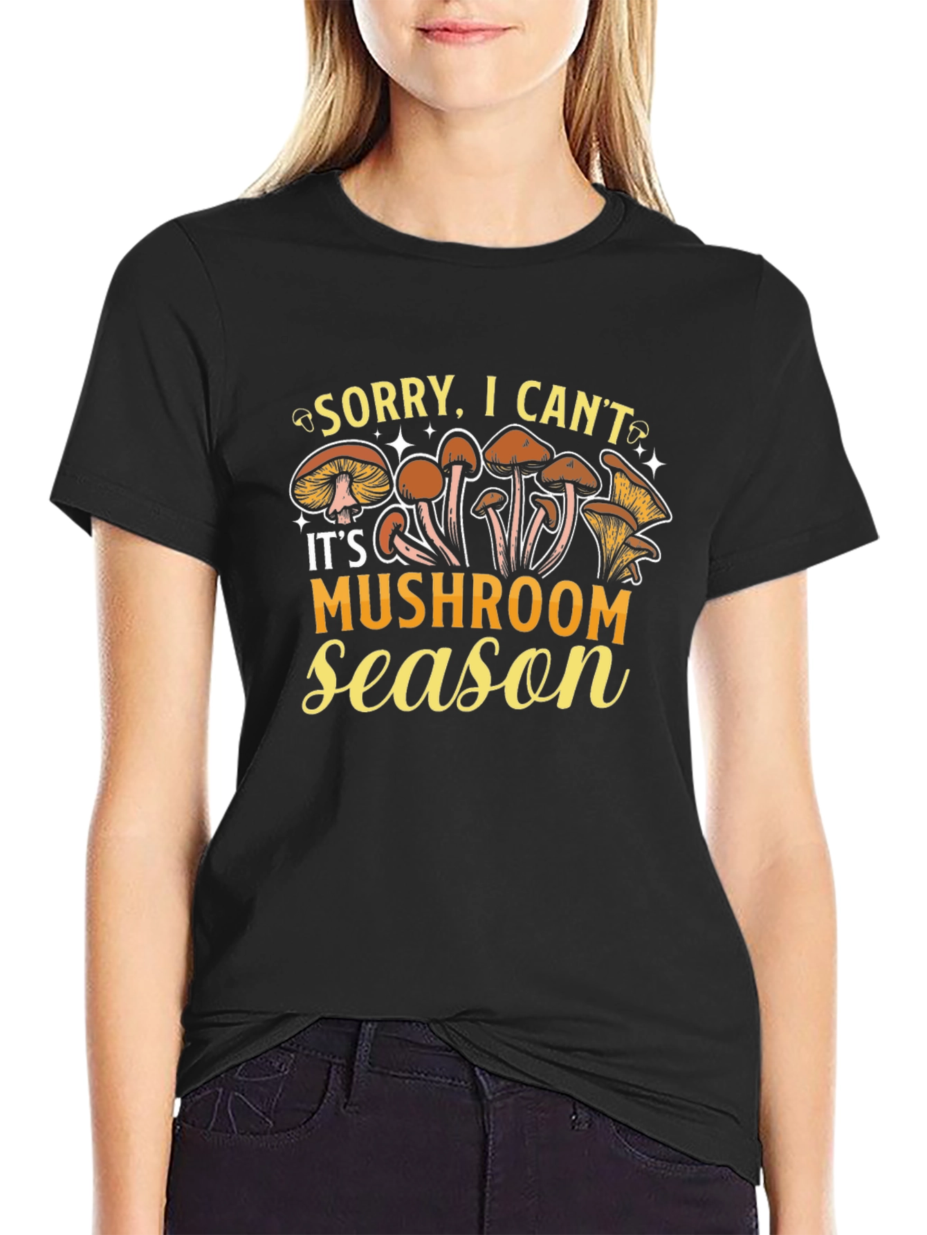 Black Mushroom Season Graphic Tee Funny Forager T-Shirt view 2