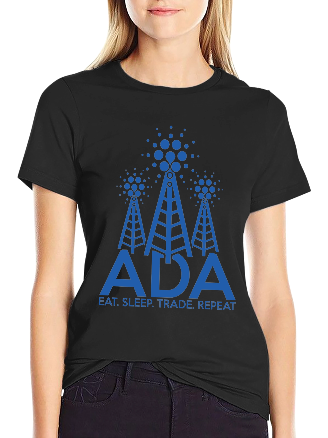 Black ADA Cryptocurrency Black T-Shirt view 2