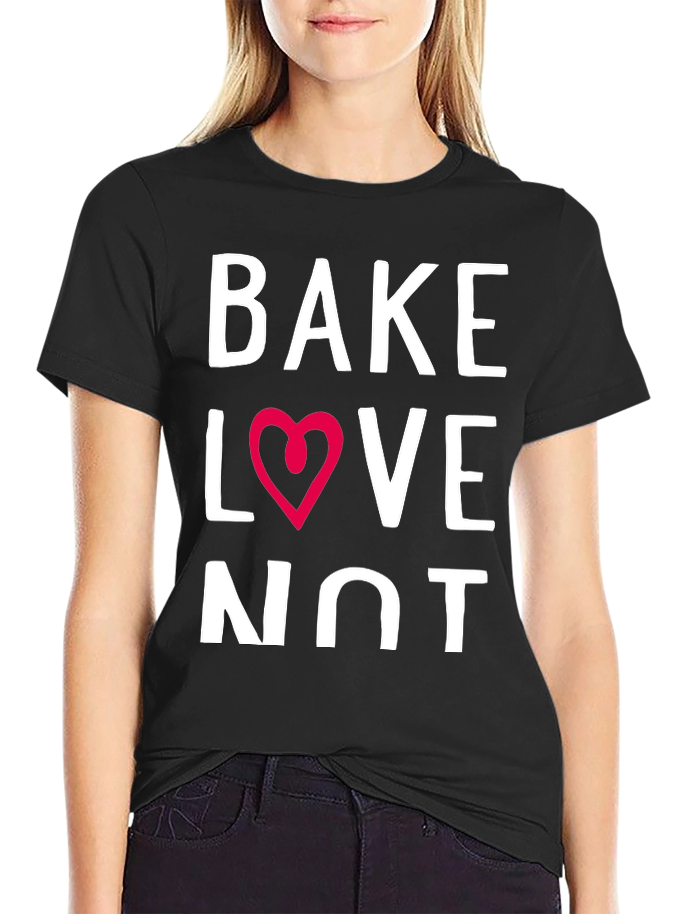 Black Bake Love Not T-Shirt - Black Crew Neck Short Sleeve view 2