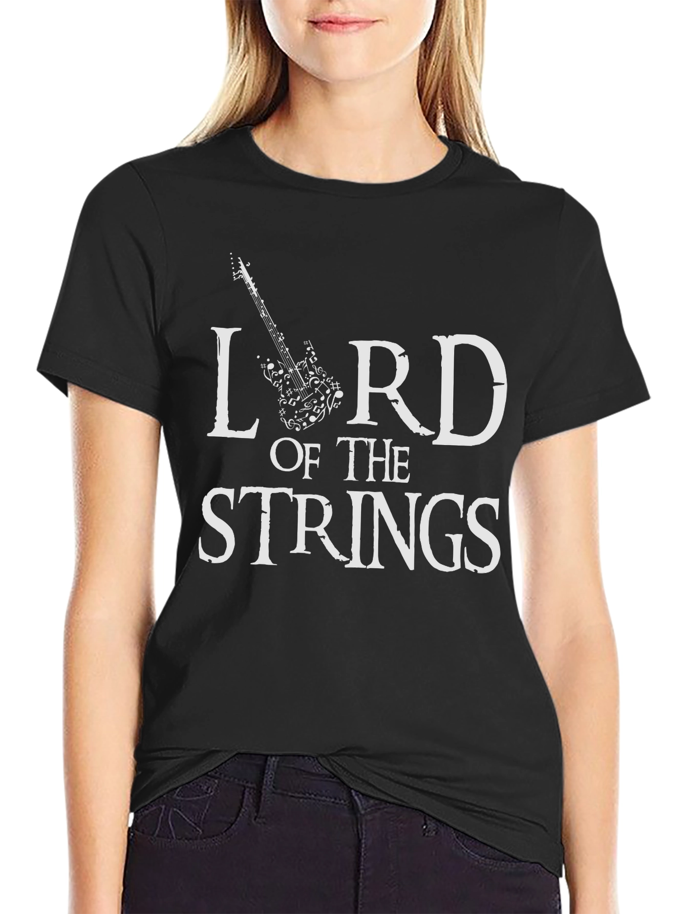 Black Lord of the Strings Black T-Shirt view 2