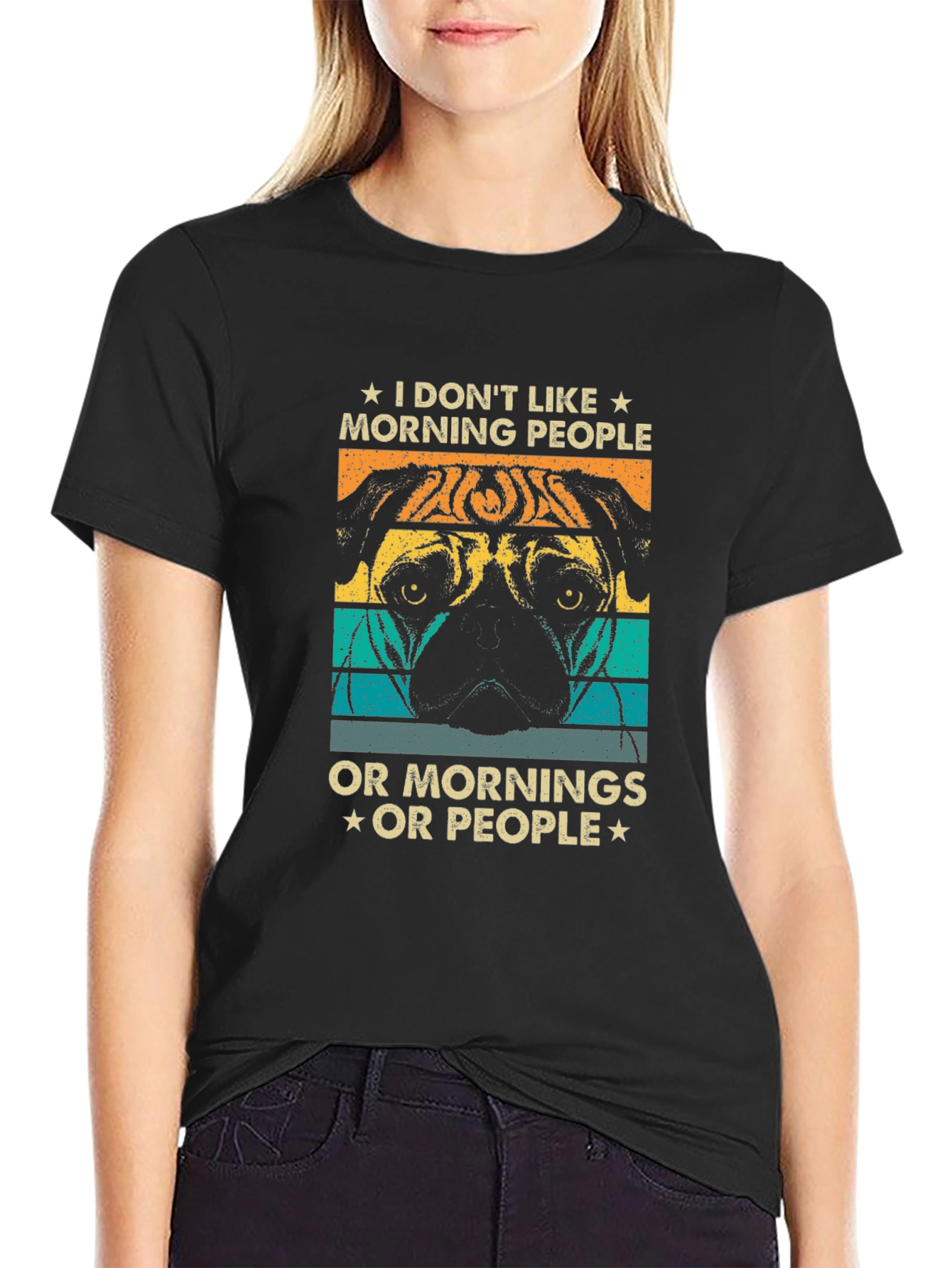 Black I Don't Like Morning People T-Shirt view 2