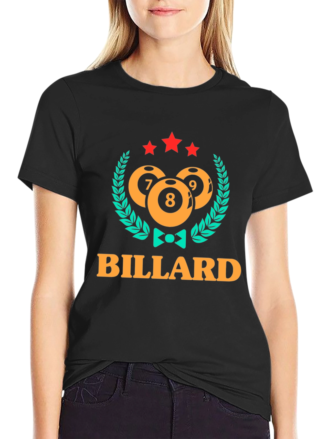 Black Billiard Ball Graphic Tee - Black Cotton Blend view 2