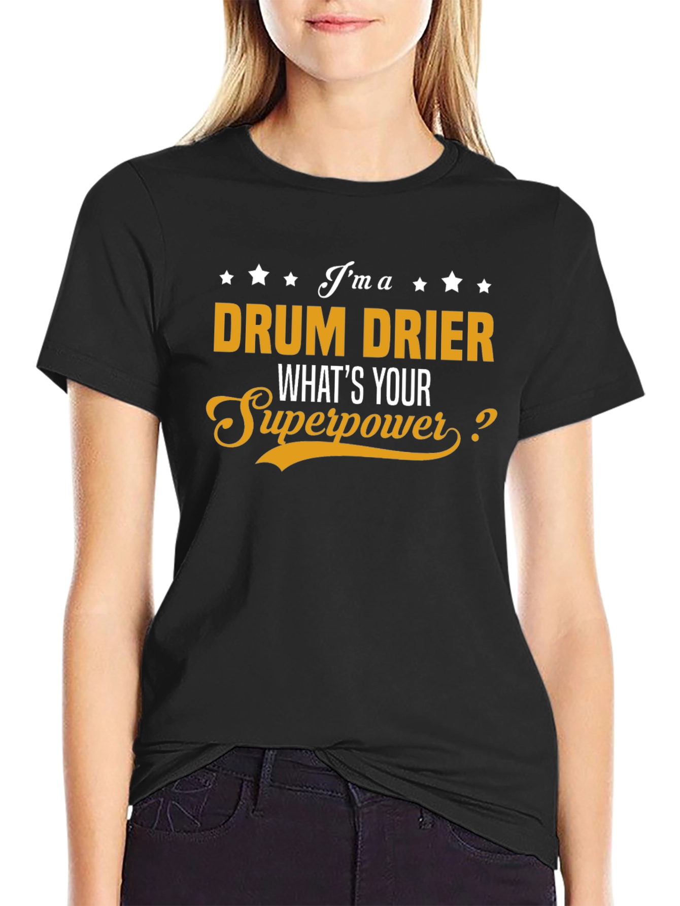 Black Drum Drier Superpower T-Shirt - Black Cotton Tee view 2