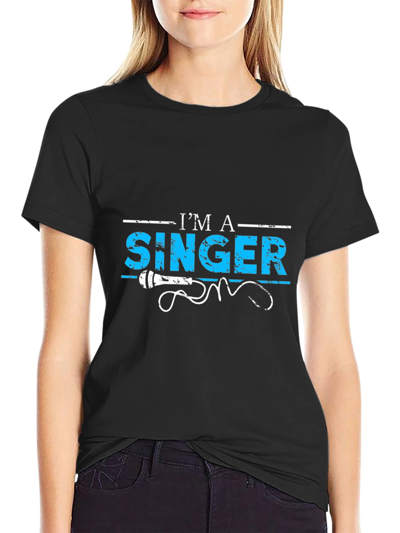 Black I'm a Singer T-Shirt - Microphone Graphic Tee view 2