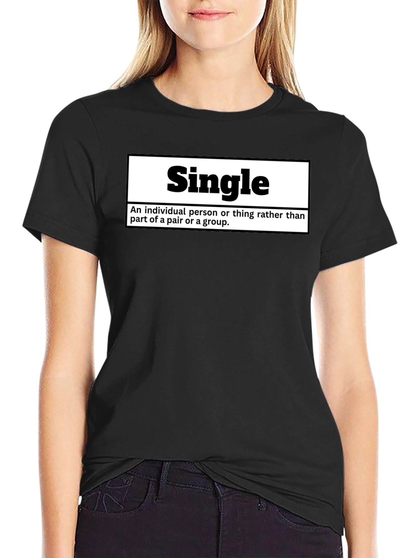 Black Single Definition T-Shirt - Funny Relationship Status Tee view 2