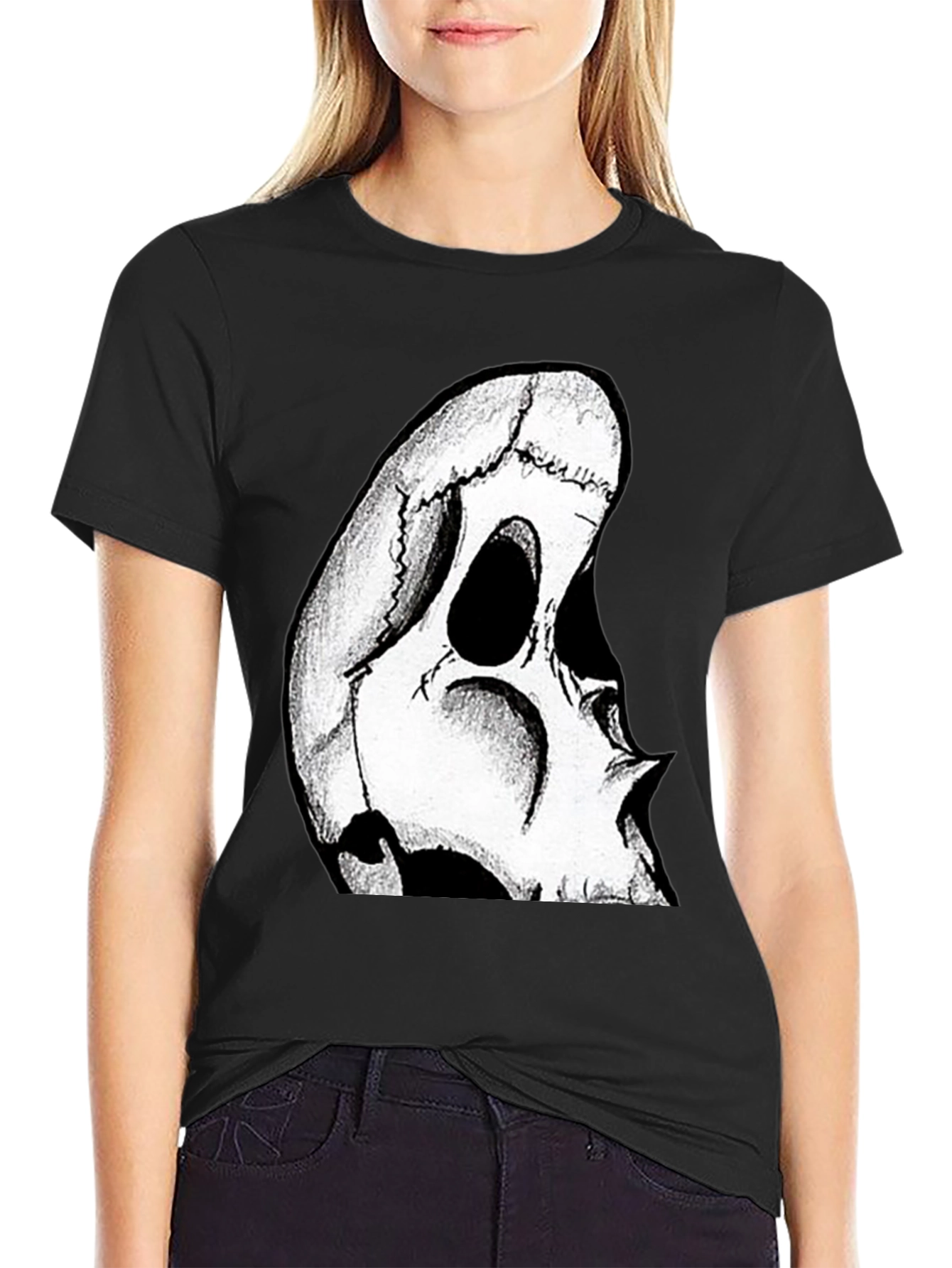 Black Skull Graphic Tee - Men's Black T-Shirt view 2