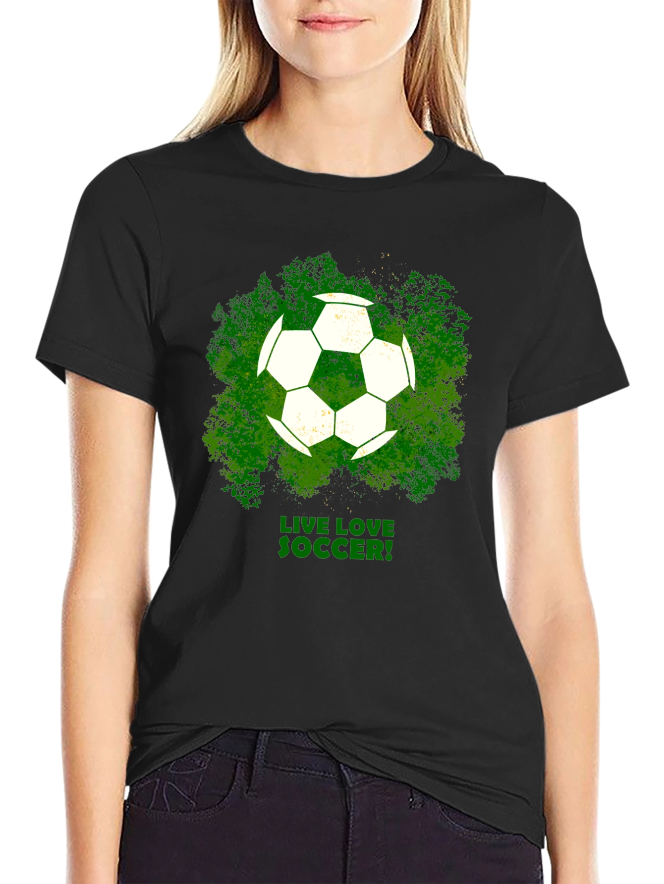 Black Live Love Soccer Graphic T-Shirt view 2