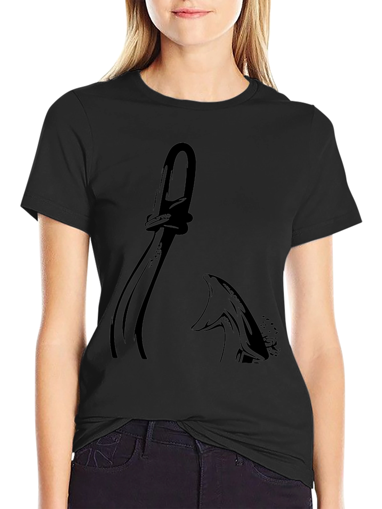 Black Stylized Cleaver Graphic T-Shirt view 2