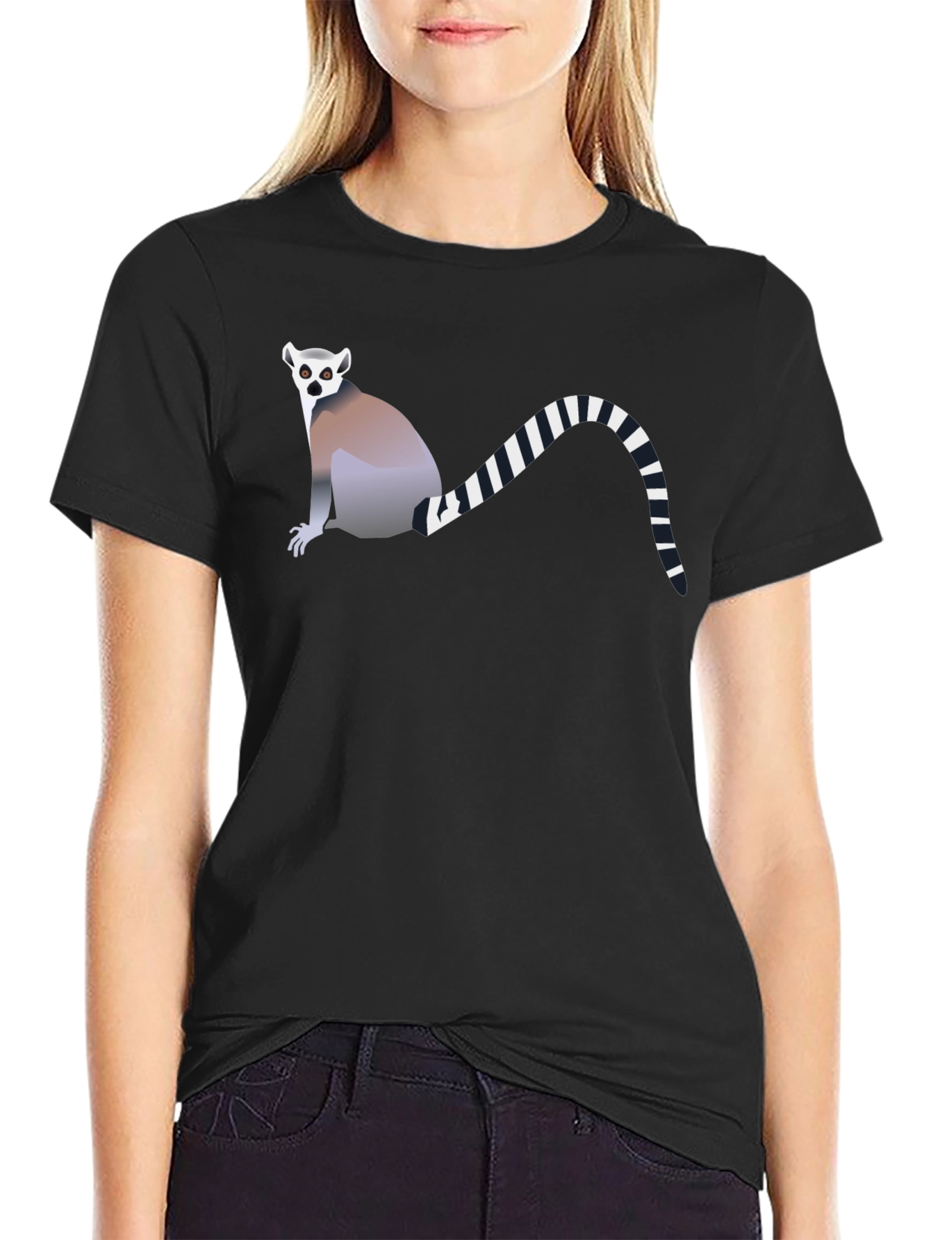Black Lemur Graphic Tee - Black Cotton Comfort view 2
