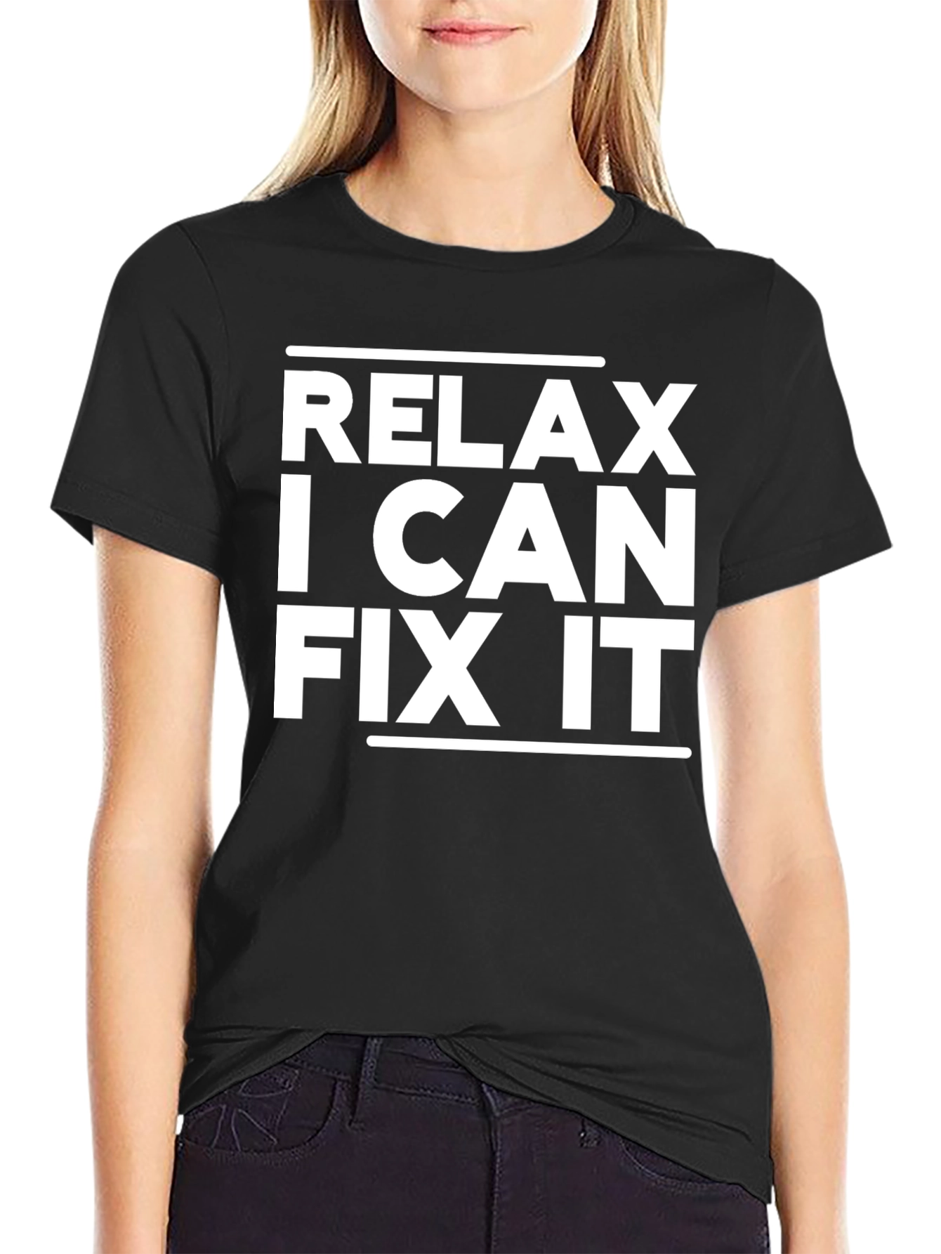 Black Relax, I Can Fix It - Funny T-Shirt view 2