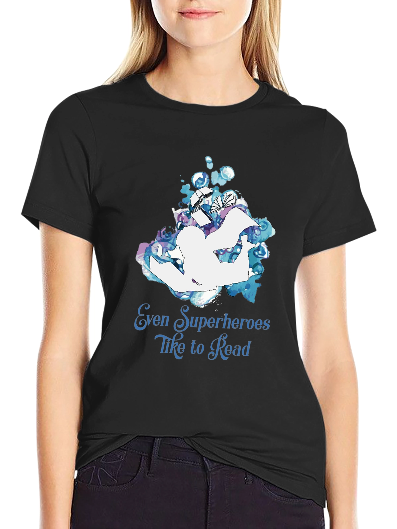 Black Superhero Reader T-Shirt view 2