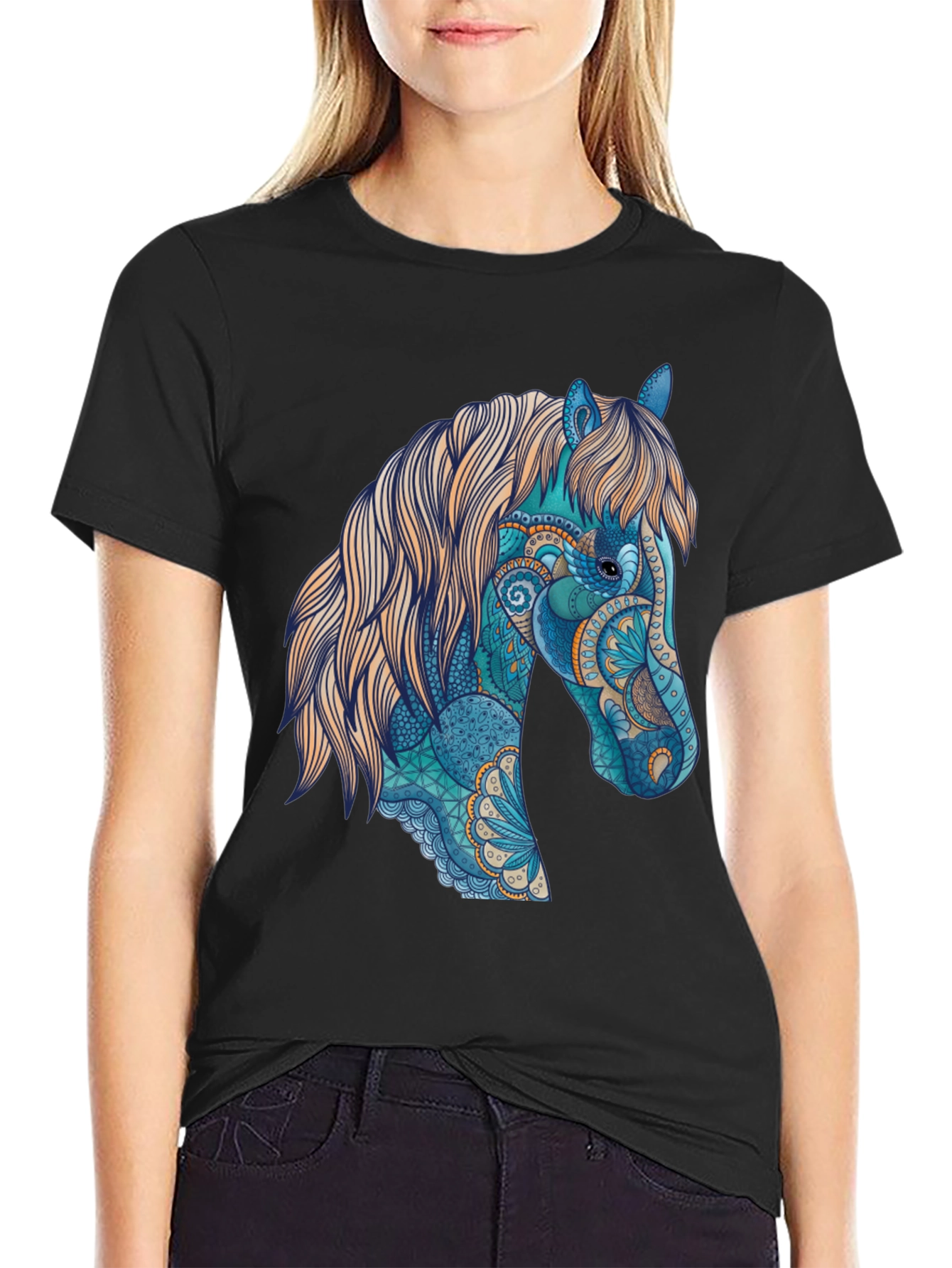 Black Horse Art Graphic T-Shirt - Unique Design view 2