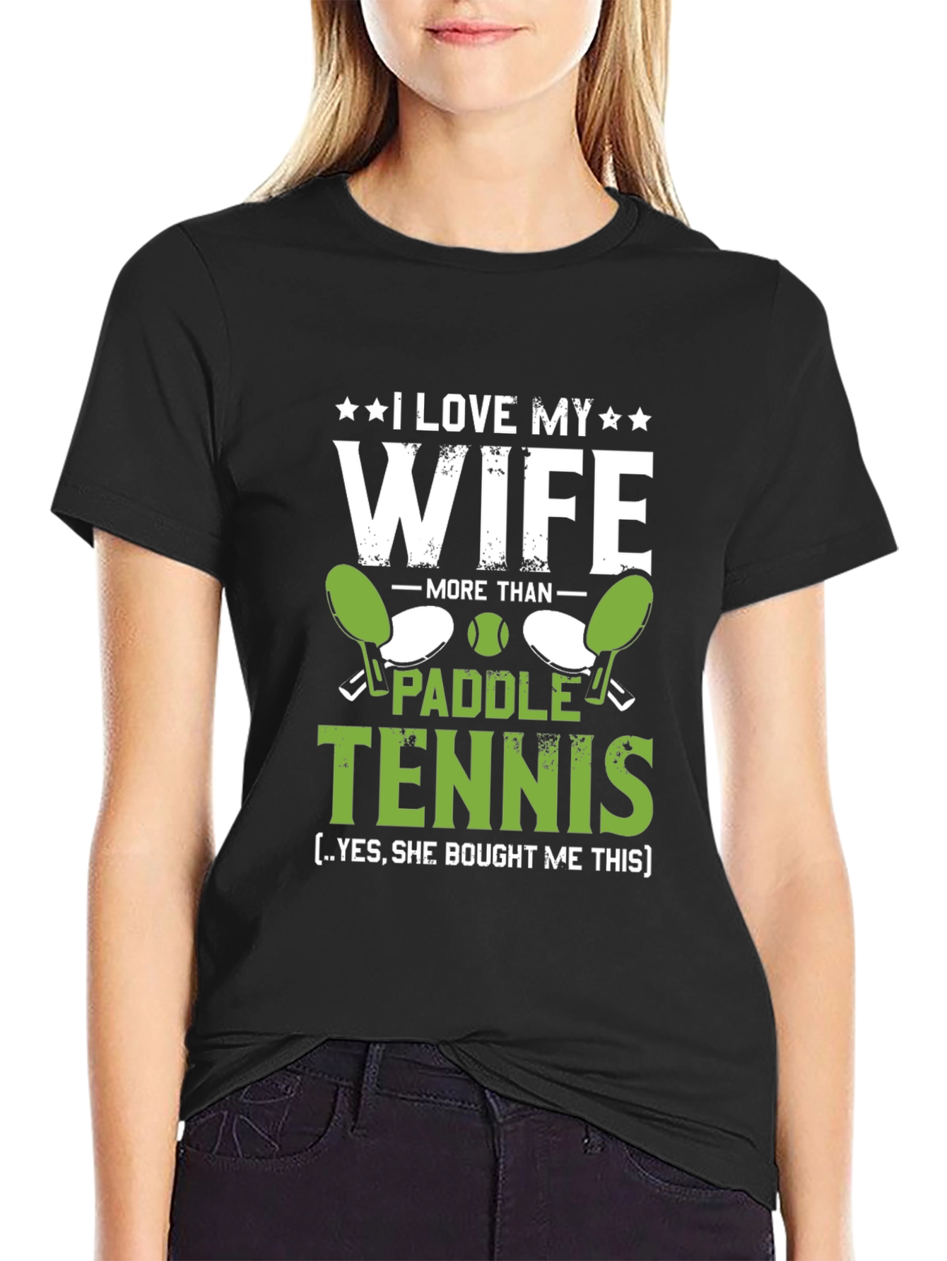 Black I Love My Wife Paddle Tennis Graphic T-Shirt view 2