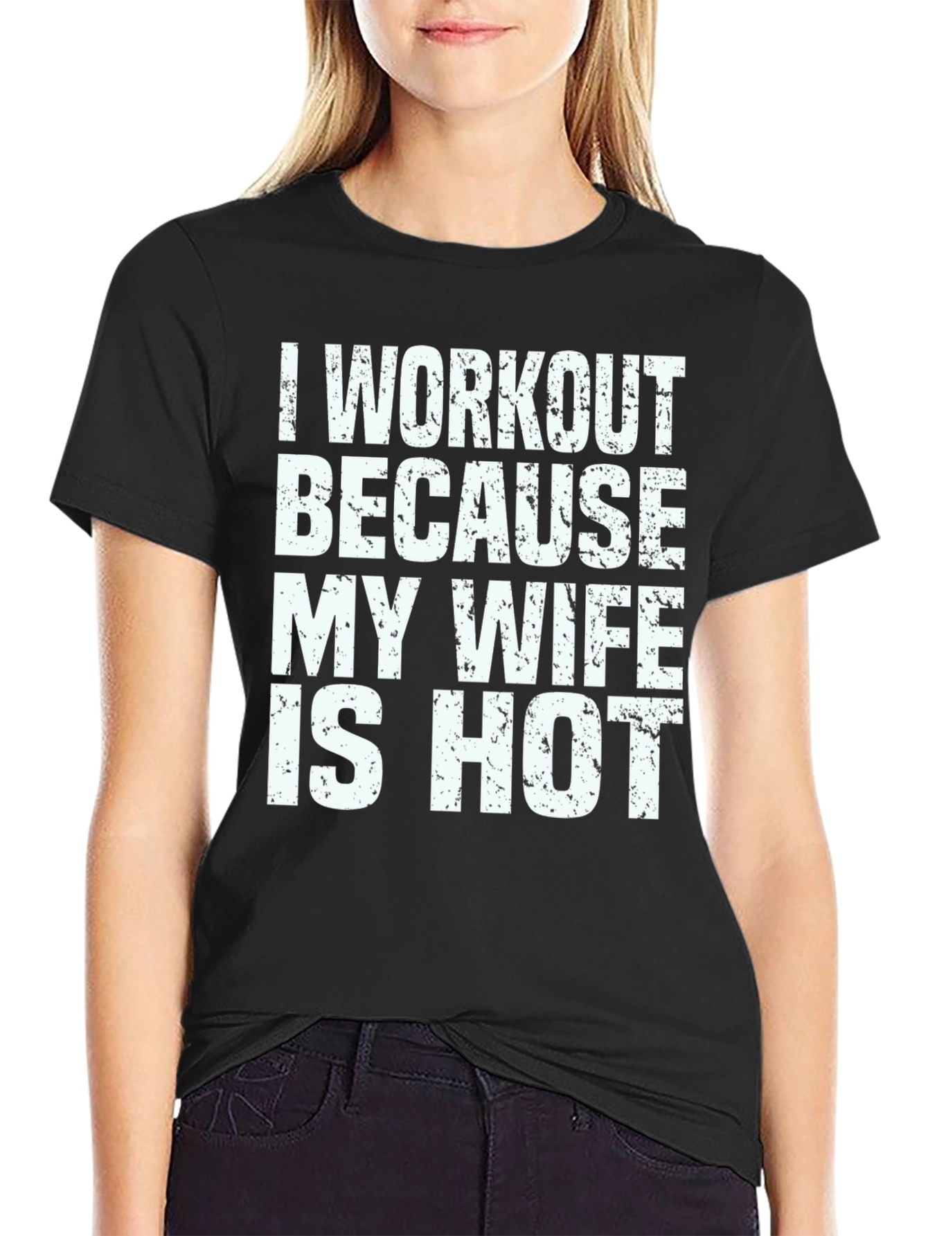 Black Funny Workout Wife T-Shirt view 2