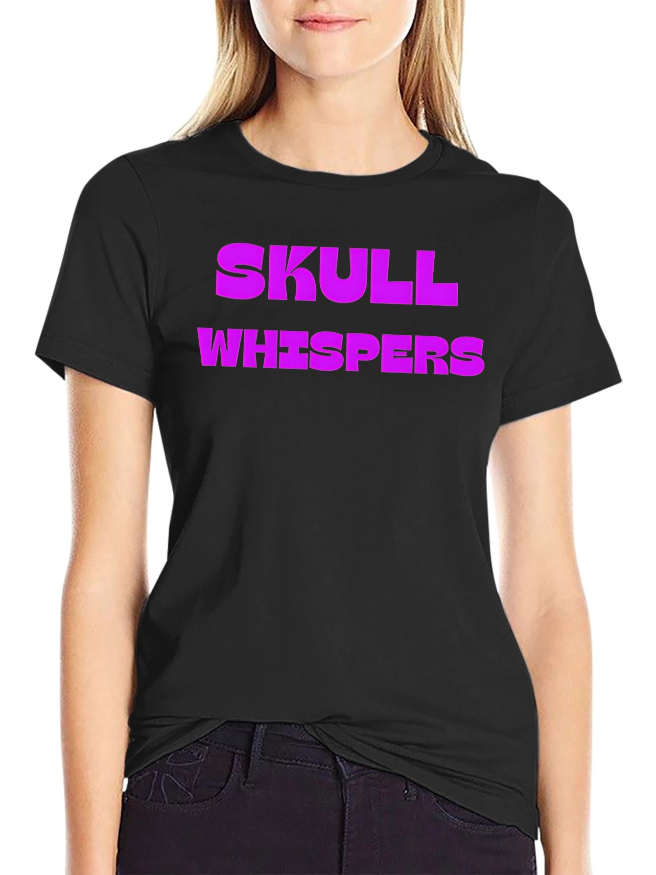 Black Skull Whispers Graphic Tee - Black Cotton view 2