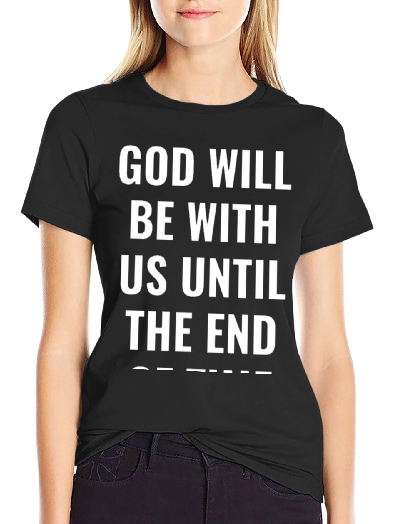 Black God Will Be With Us T-Shirt - Black Cotton Blend view 2