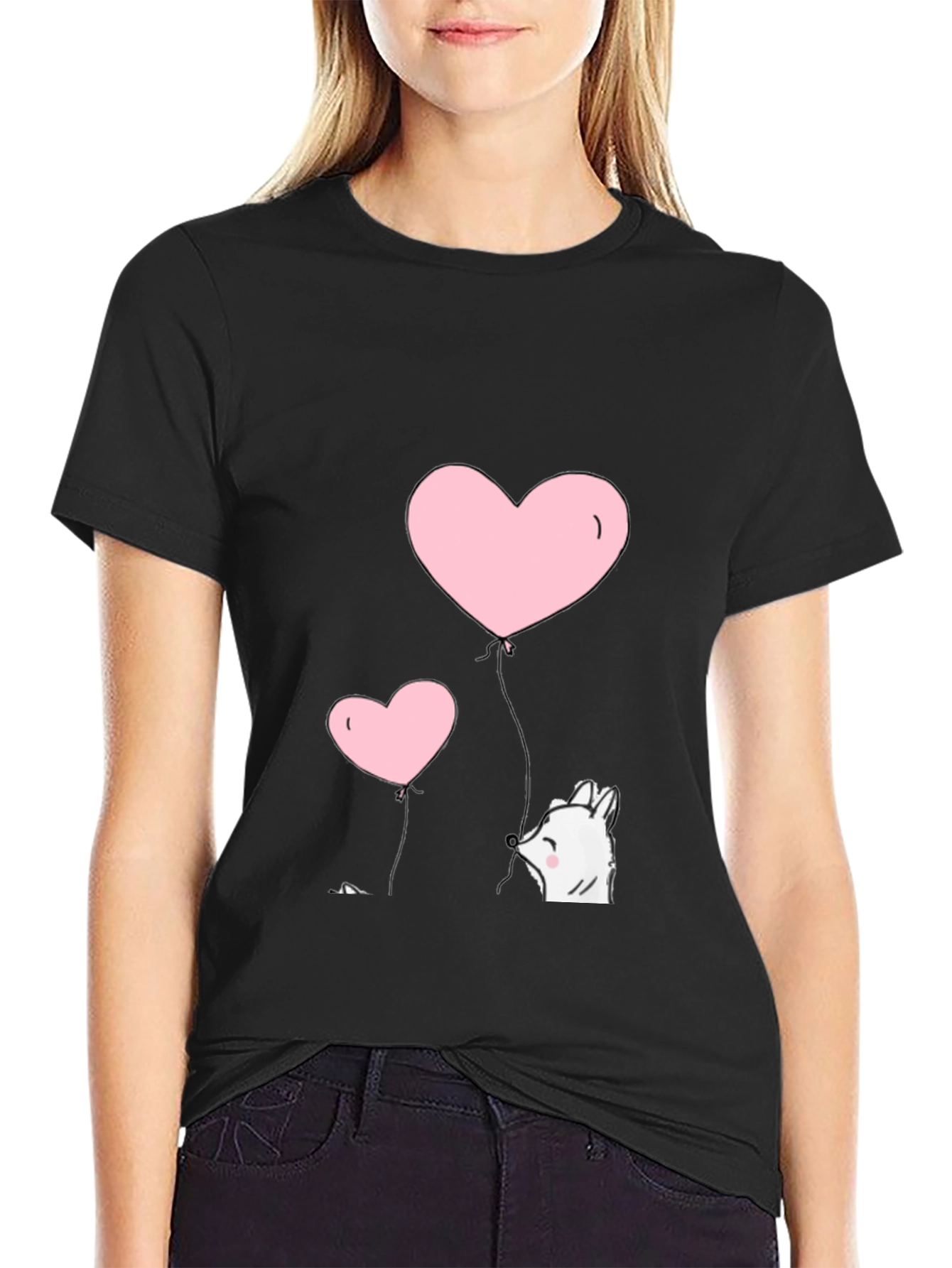Heart Balloon Graphic Tee - Black - 2