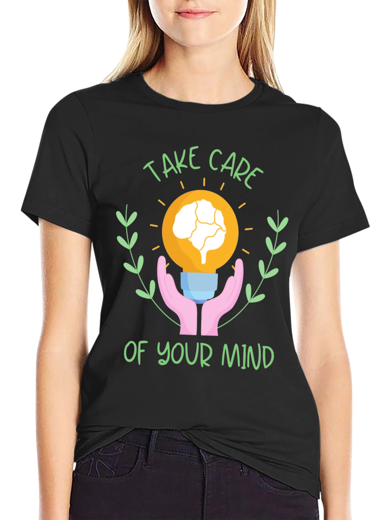 Black Take Care of Your Mind T-Shirt - Mental Health Awareness view 2