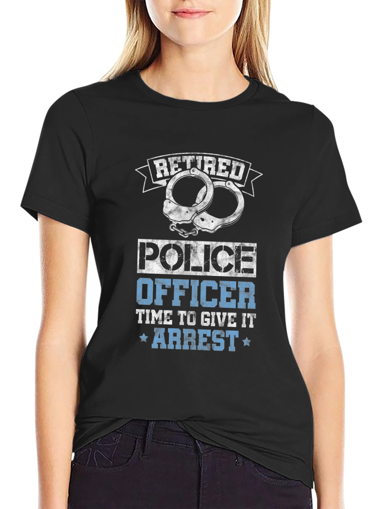 Retired Police Officer T-Shirt Handcuffs Design - 2