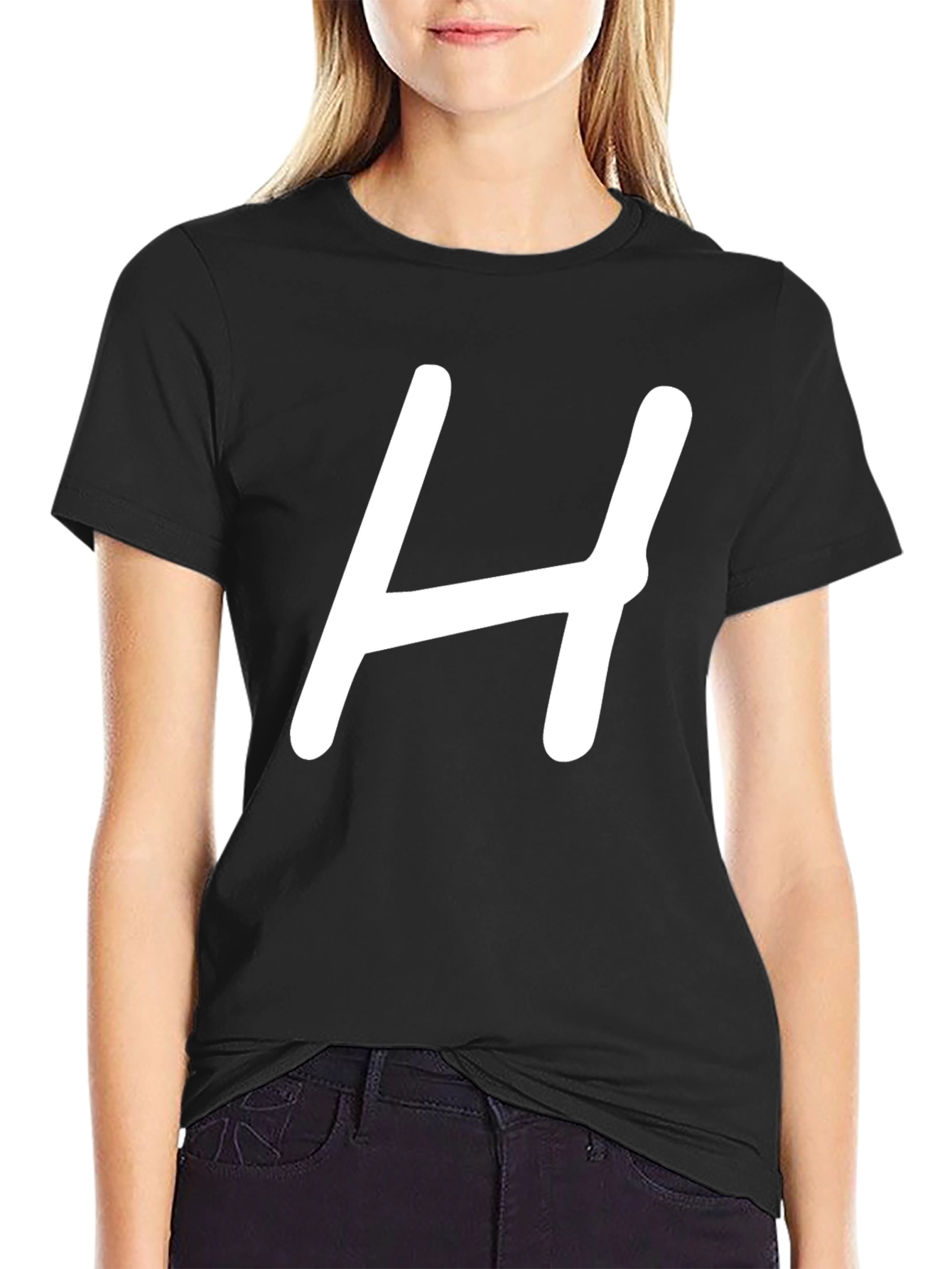 Black Bold 'H' Graphic Tee - Classic Black T-Shirt view 2