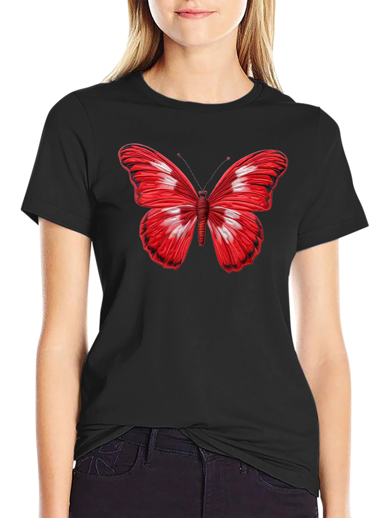 Black Butterfly Graphic Black T-Shirt - Stylish Men's Tee view 2