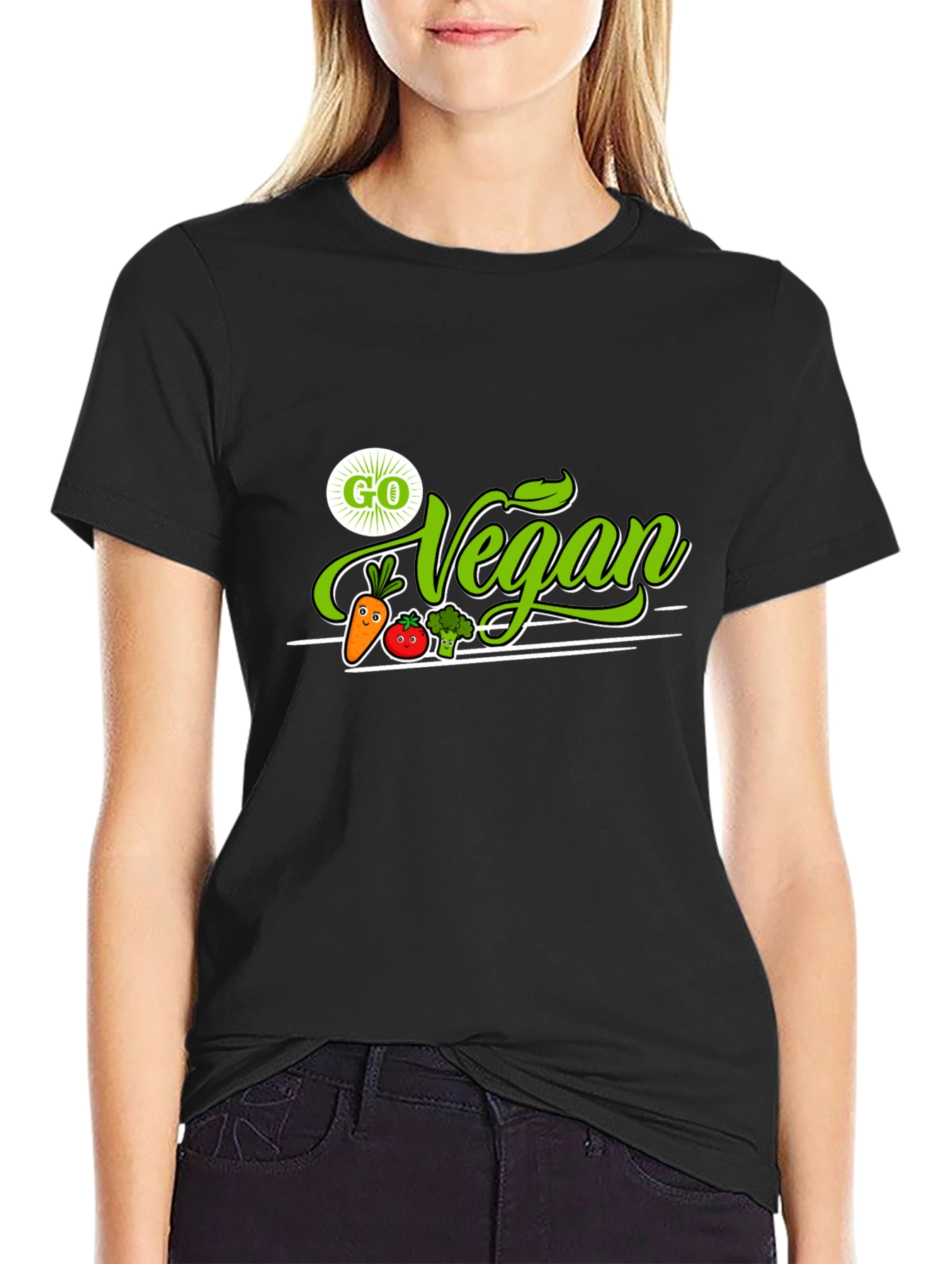 Black Go Vegan T-Shirt - Plant-Based Lifestyle Tee view 2