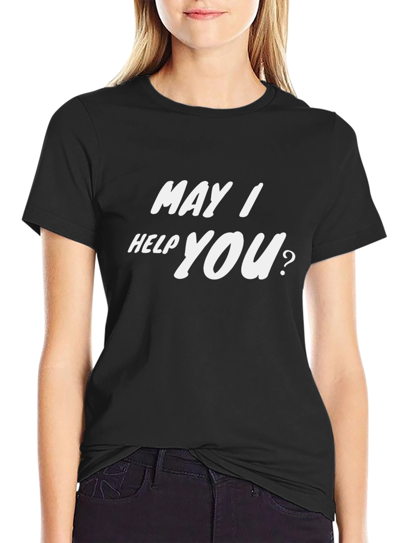 Black May I Help You? Black Graphic T-Shirt view 2