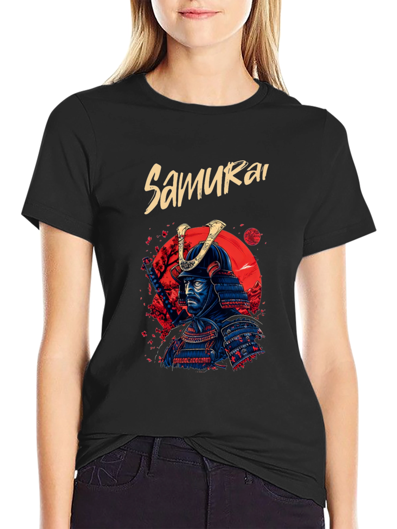 Black Samurai Warrior T-Shirt - Cool Graphic Tee view 2