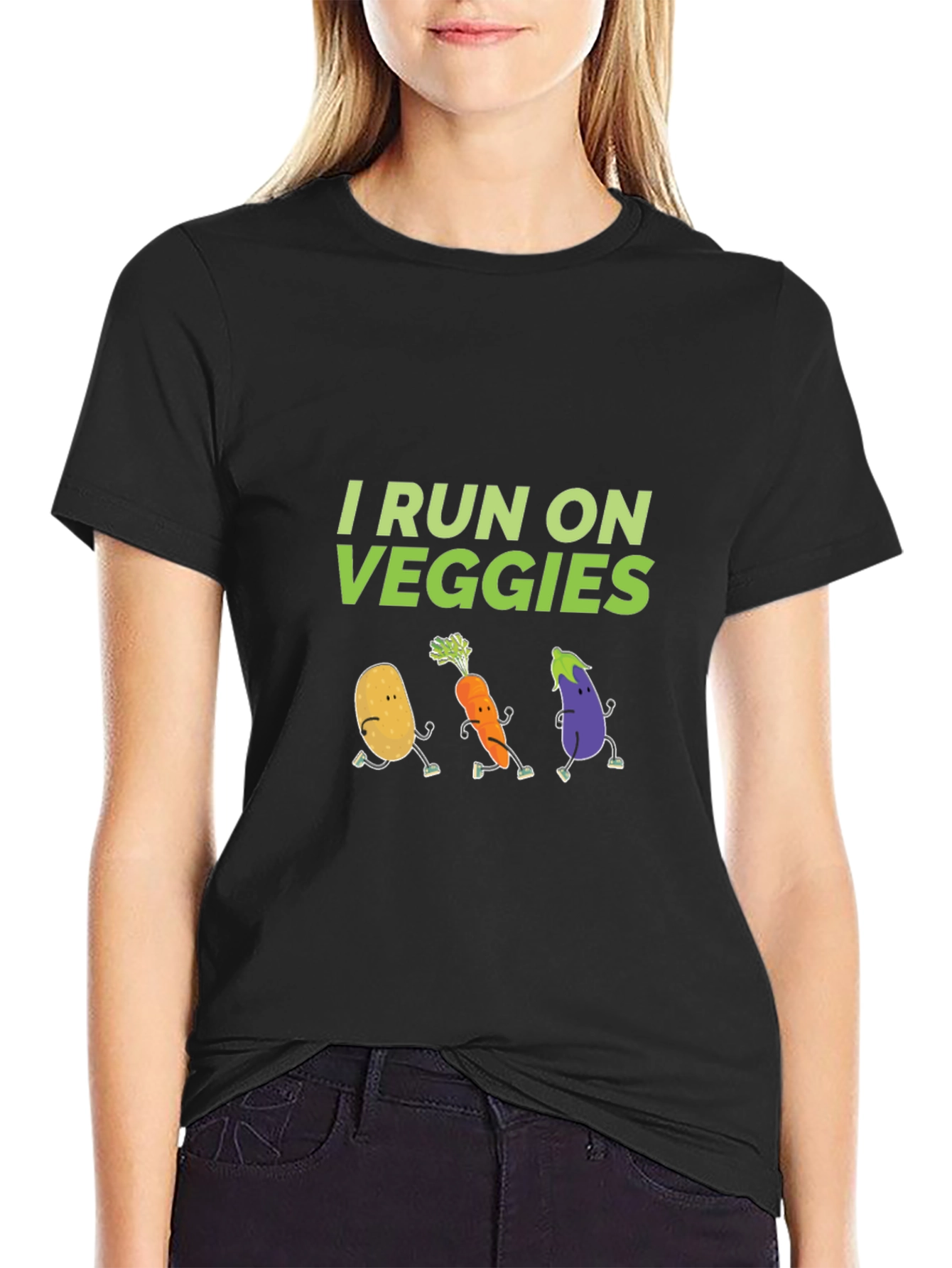 I Run On Veggies Graphic Tee -  Black - 2