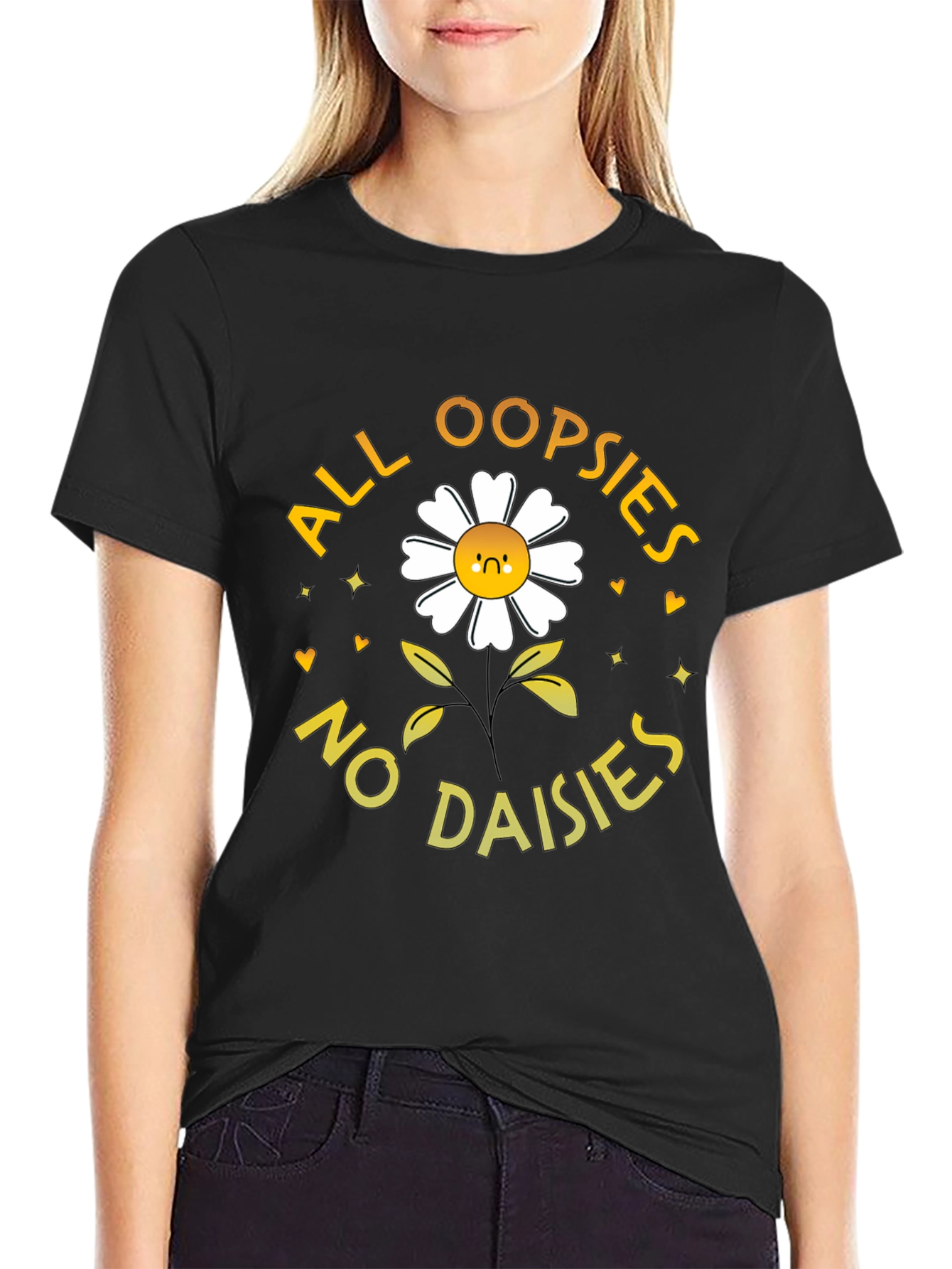 Black All Oopsies No Daisies Graphic T-Shirt view 2