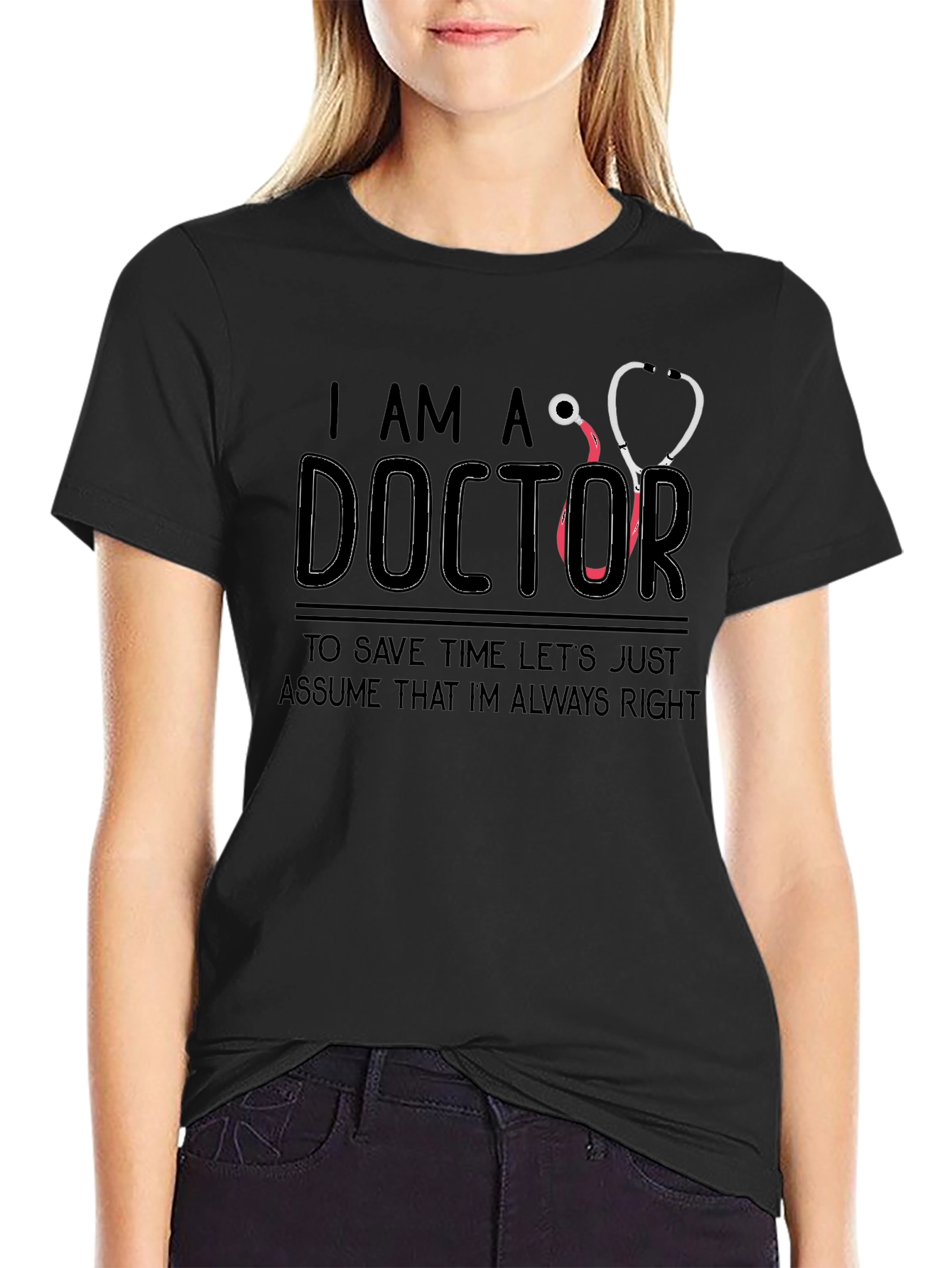 Black I am a Doctor T-Shirt Funny Medical Gift view 2