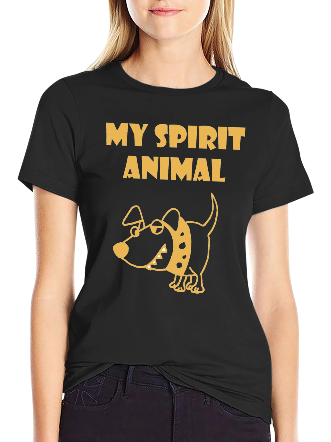 Black My Spirit Animal Dog T-Shirt - Black view 2