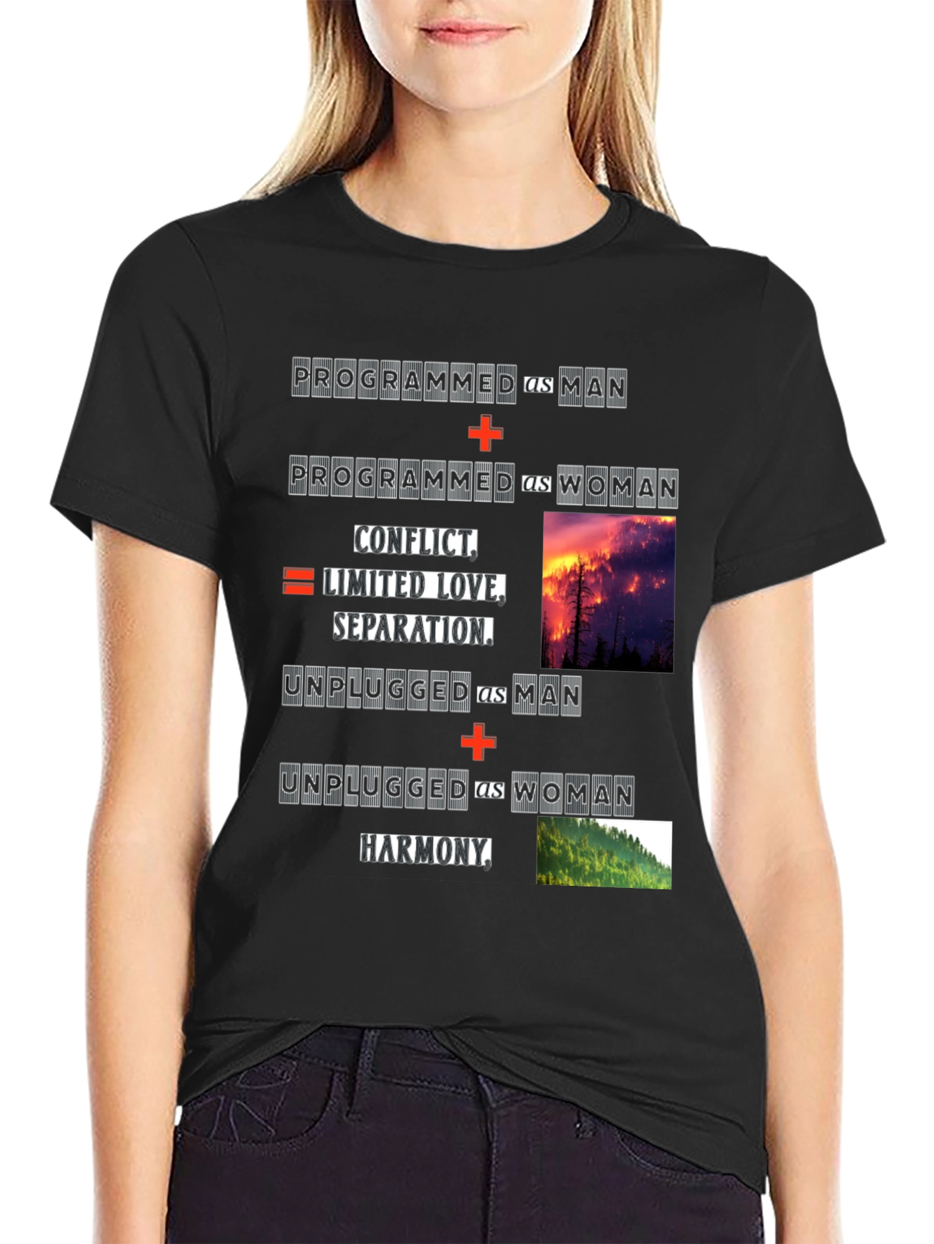 Black Programmed vs Unplugged T-Shirt view 2