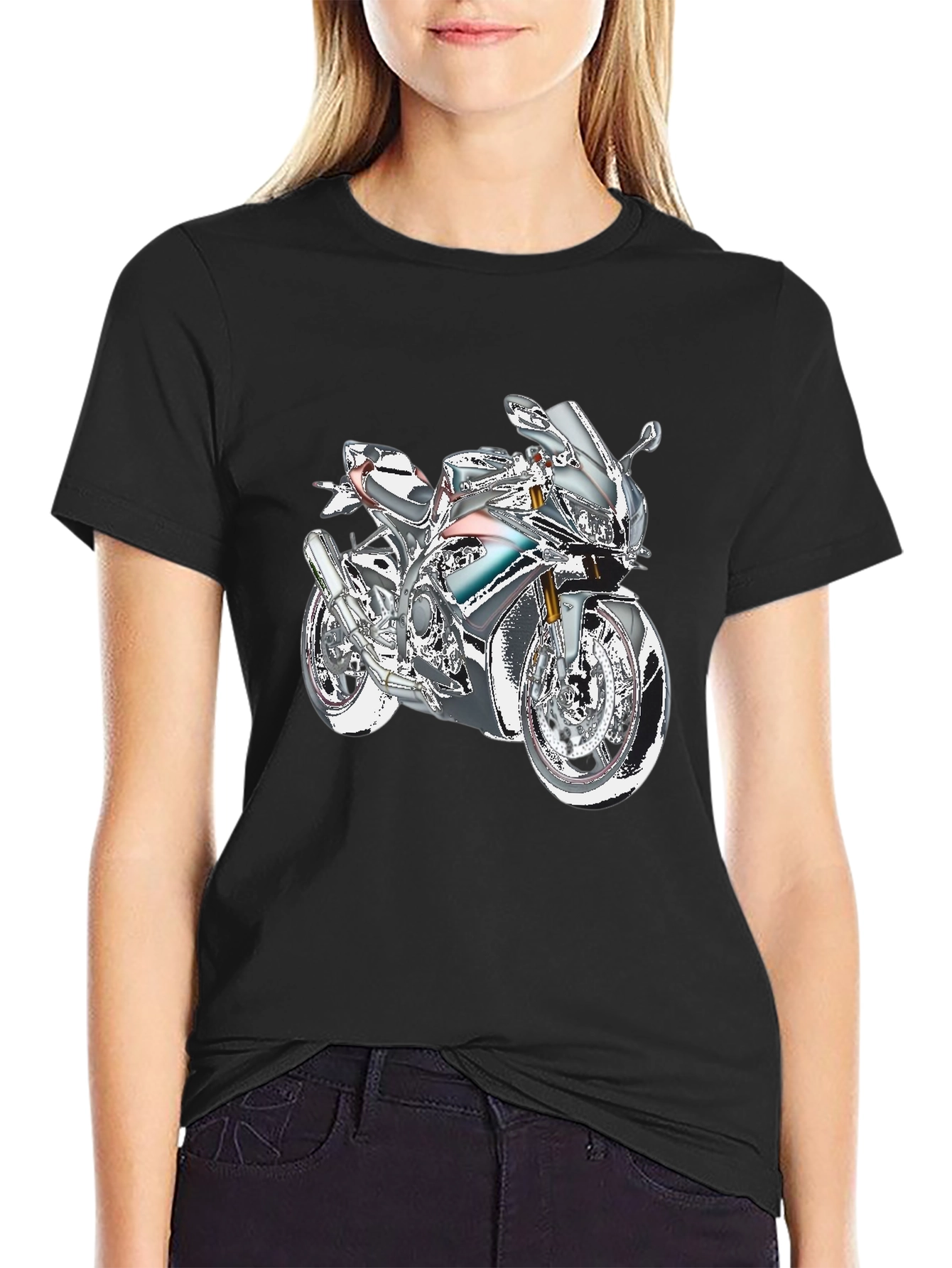 Black Motorcycle Graphic Tee - Ride in Style view 2