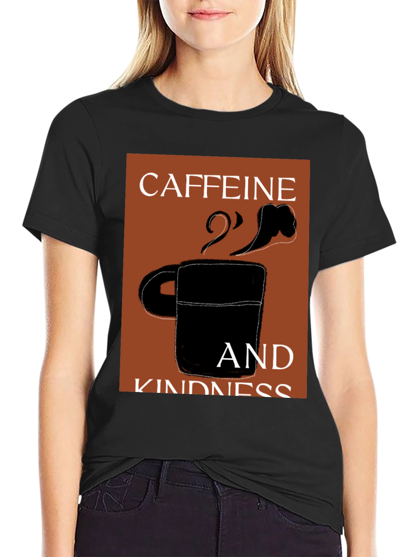Black Caffeine & Kindness Black Graphic T-Shirt view 2