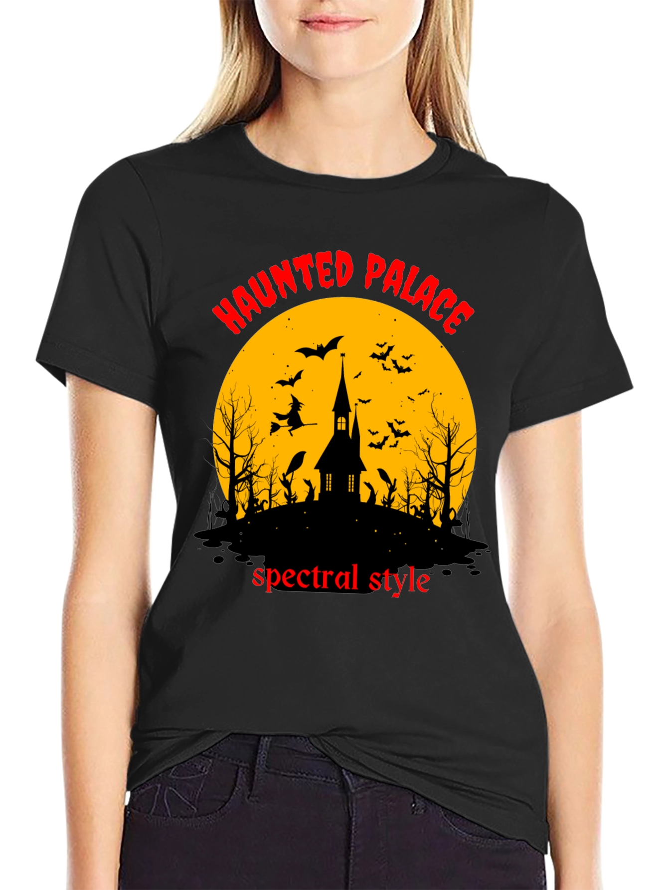 Black Haunted Palace Spectral Style Black T-Shirt view 2