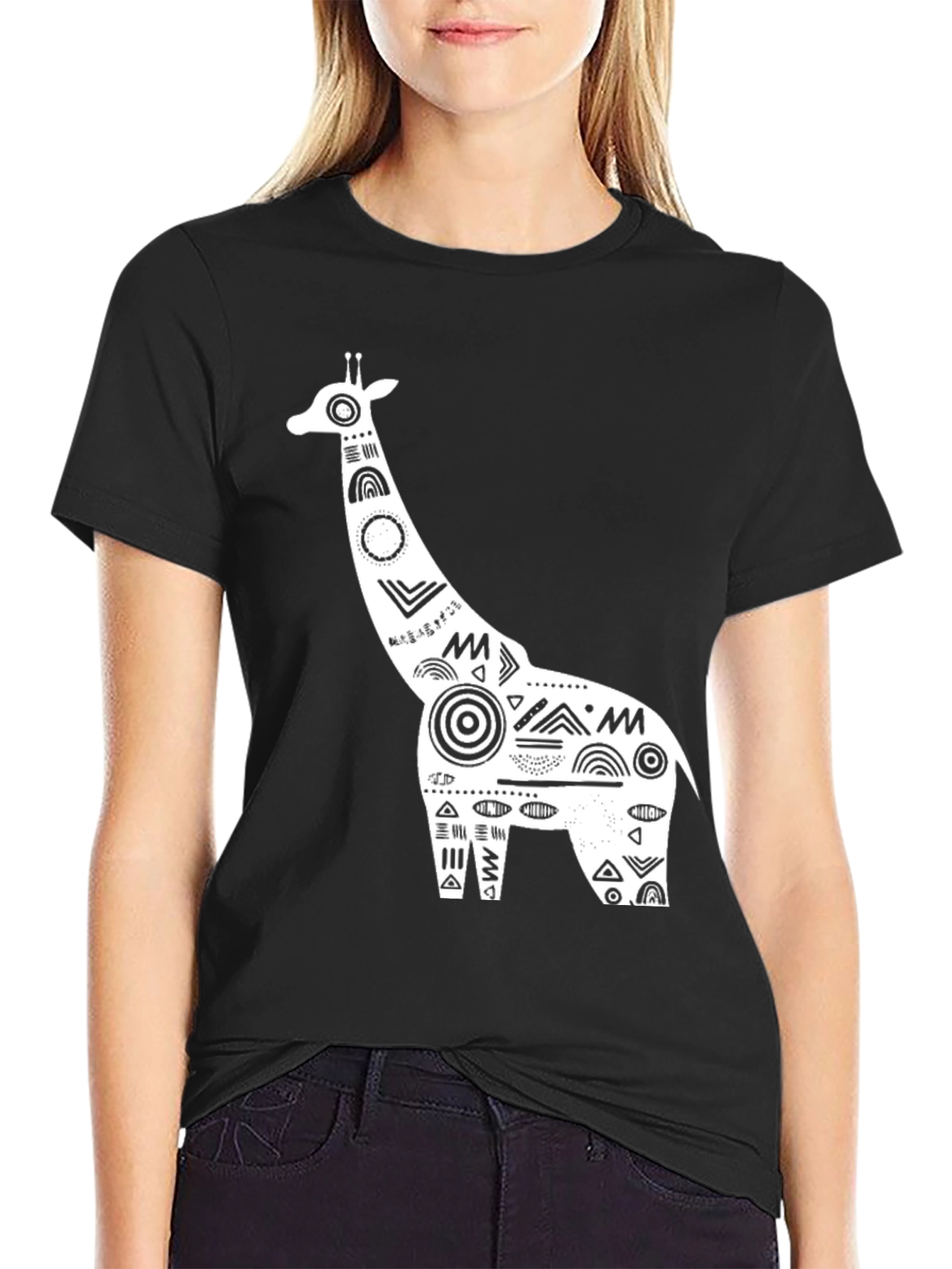 Black Giraffe Graphic Tee - Black Cotton view 2