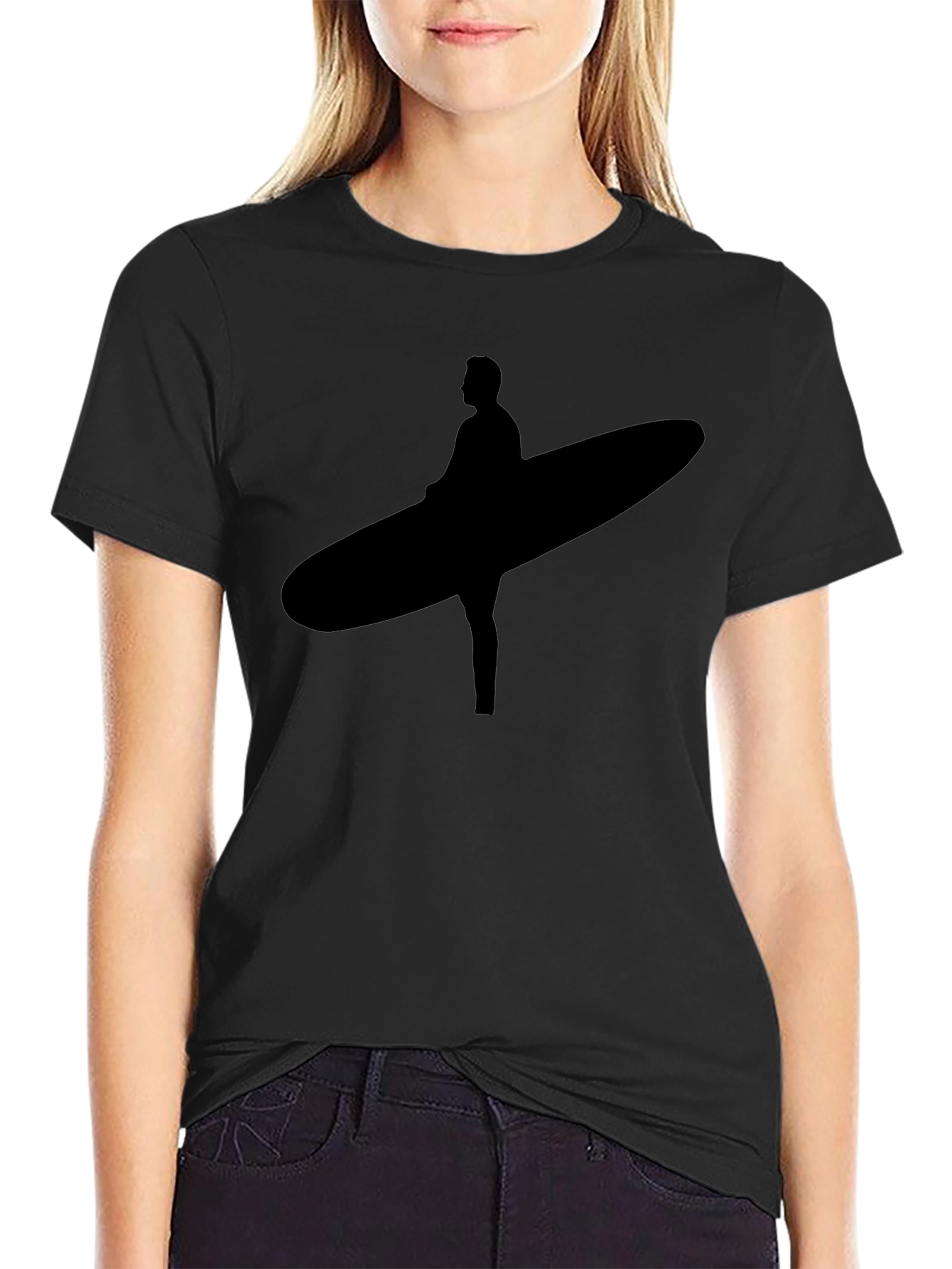Black Surfer Silhouette Black Tee view 2