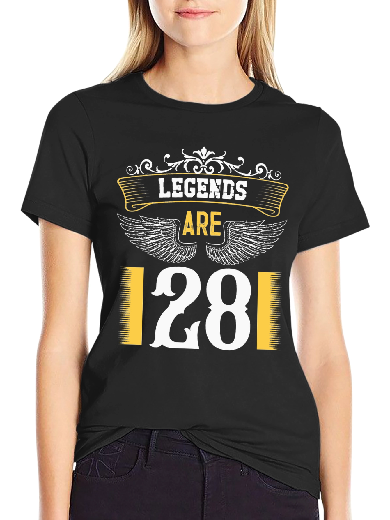 Black Legends Are 28 T-Shirt, Black Tee, Birthday Gift view 2