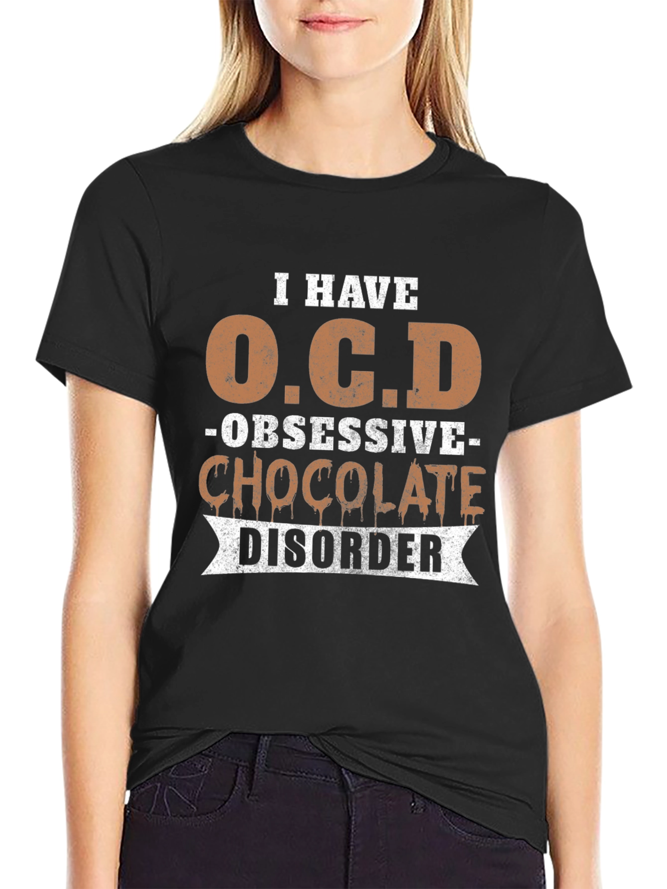 Black Obsessive Chocolate Disorder Graphic T-Shirt view 2