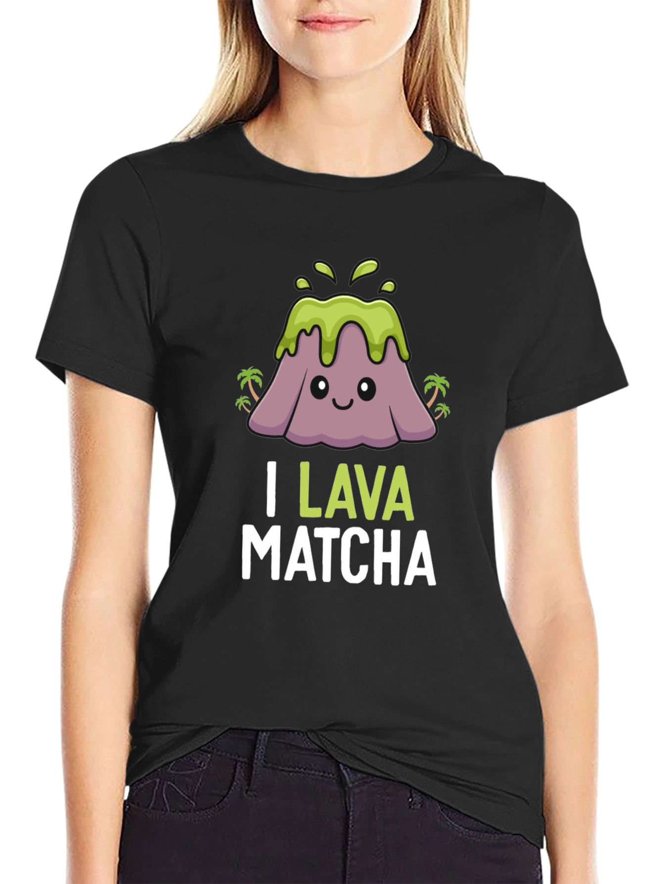 Black I Lava Matcha T-Shirt - Cute Kawaii Volcano Tee view 2