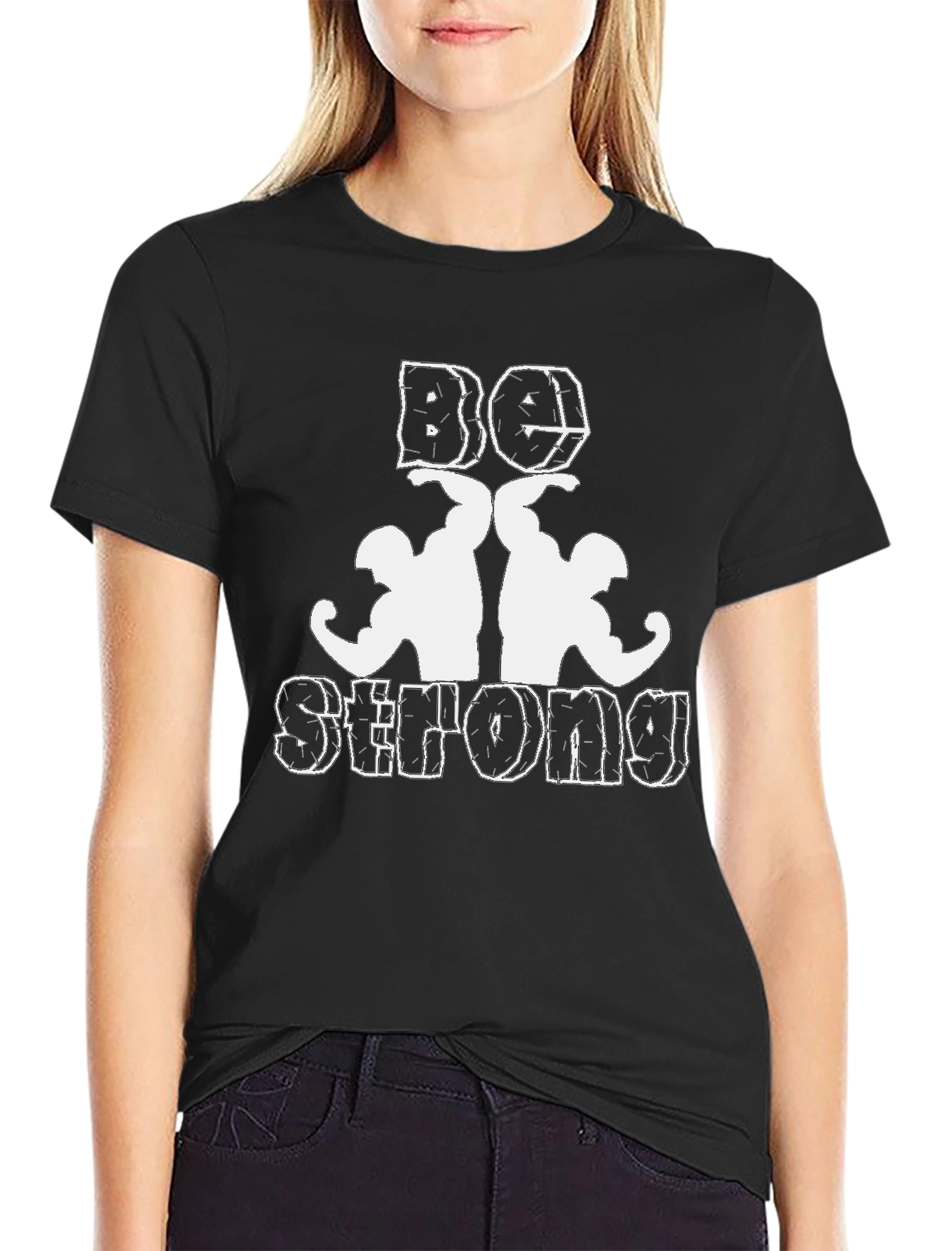 Black Be Strong T-Shirt - Black Gym Tee view 2