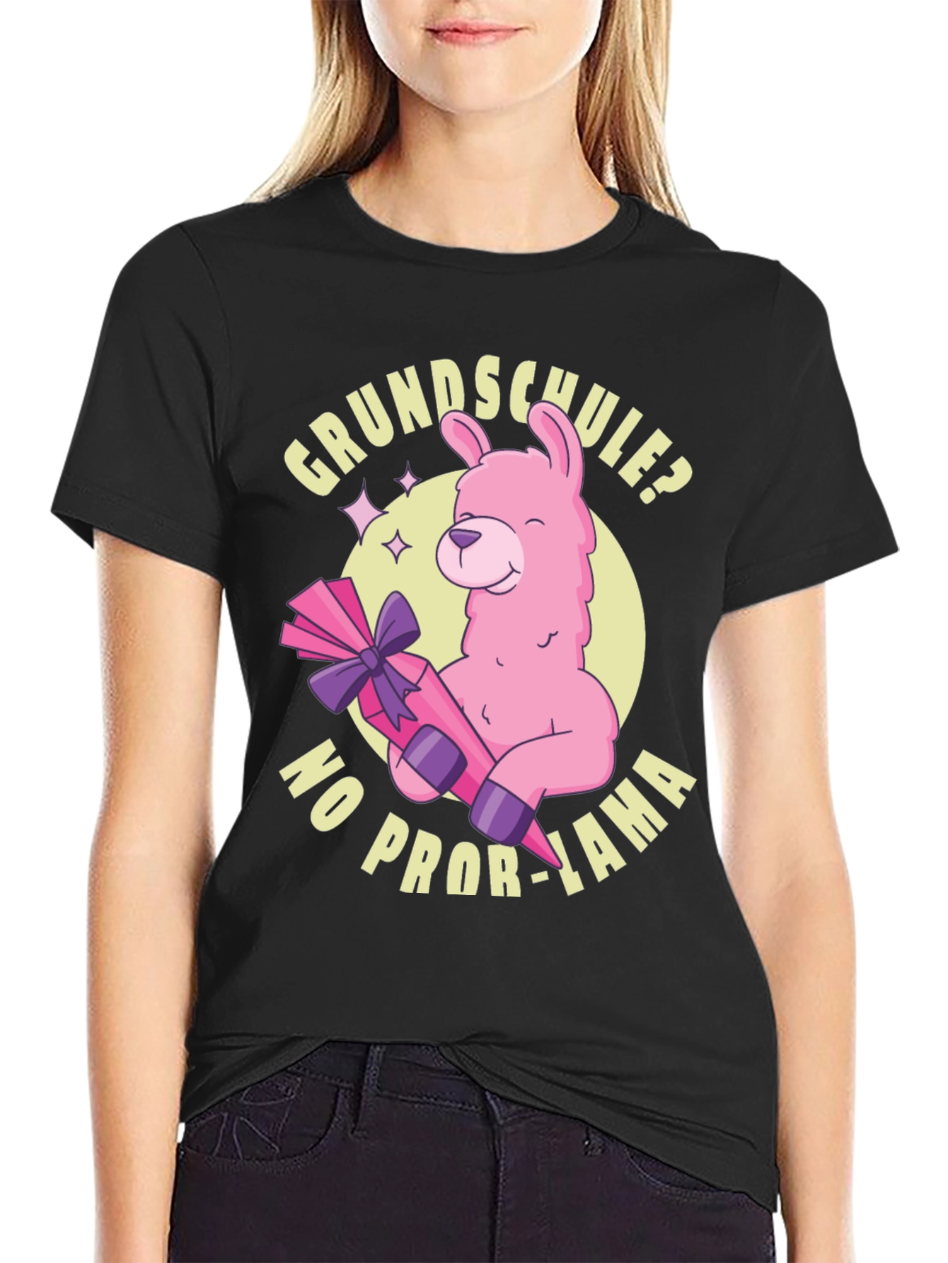 Black Grundschule? No Prob-Lama Graphic T-Shirt view 2