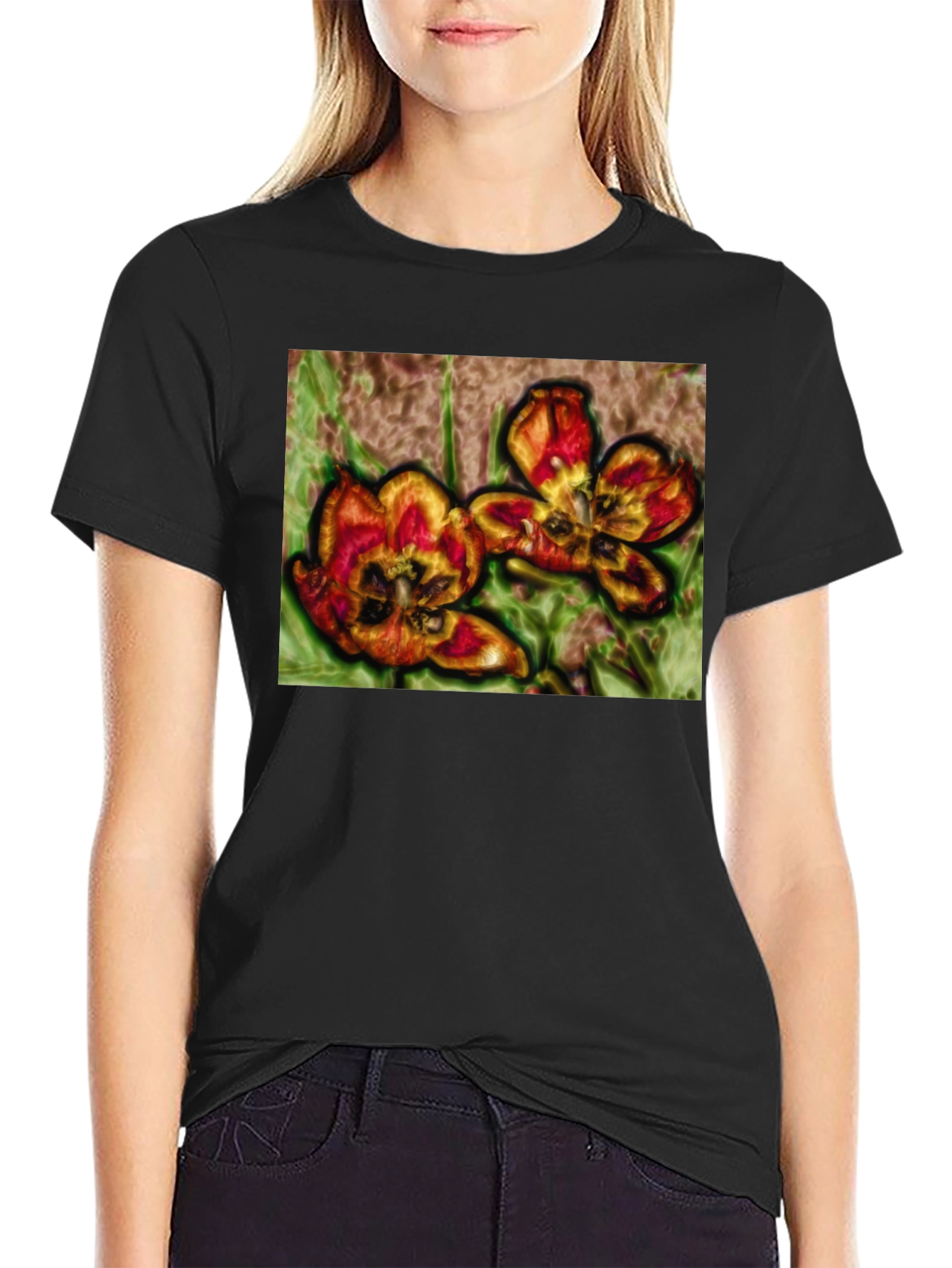 Floral Graphic Print T-Shirt - 2