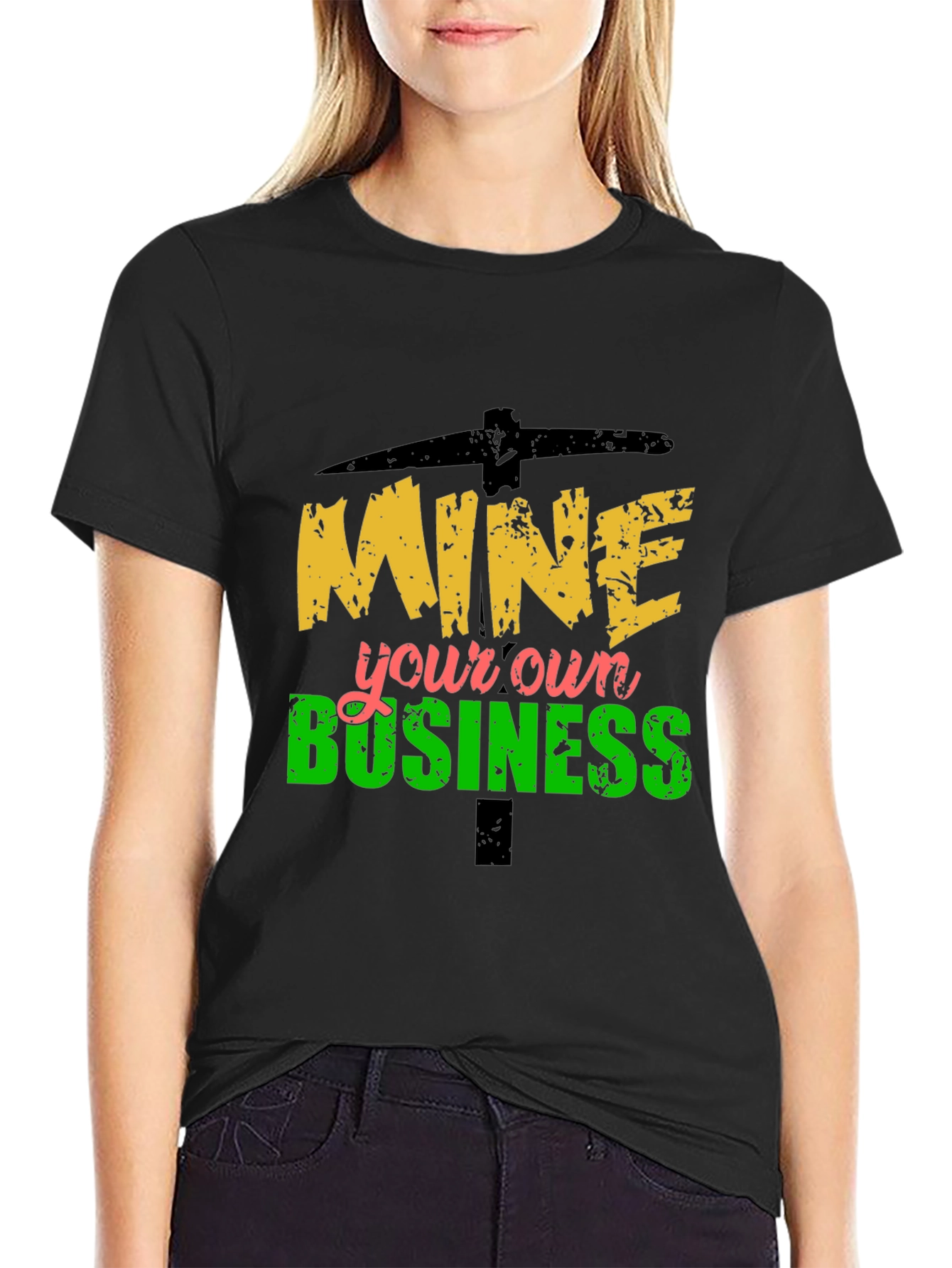 Black Mine Your Own Business Graphic Tee view 2