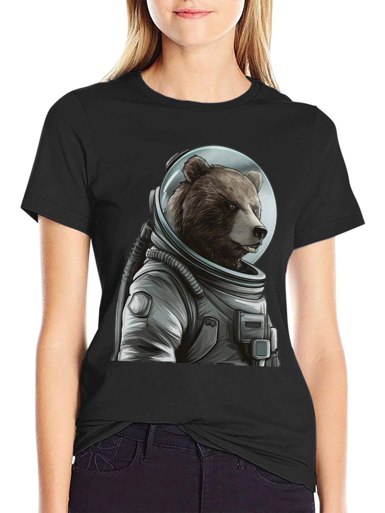 Black Bear Astronaut Graphic T-Shirt - Space Explorer view 2