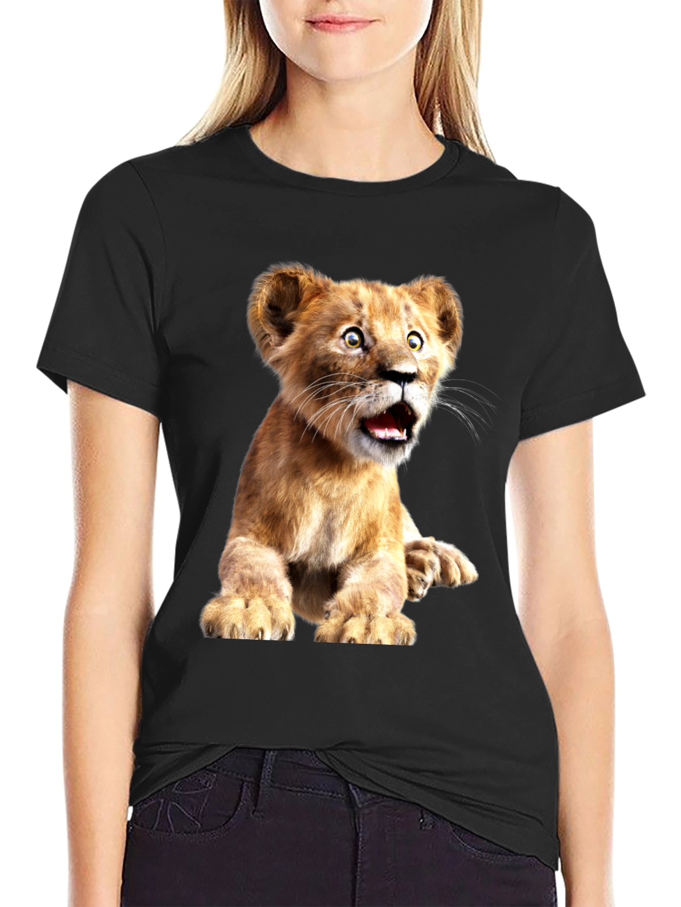 Black Lion Cub Graphic Tee - Soft Cotton Blend view 2